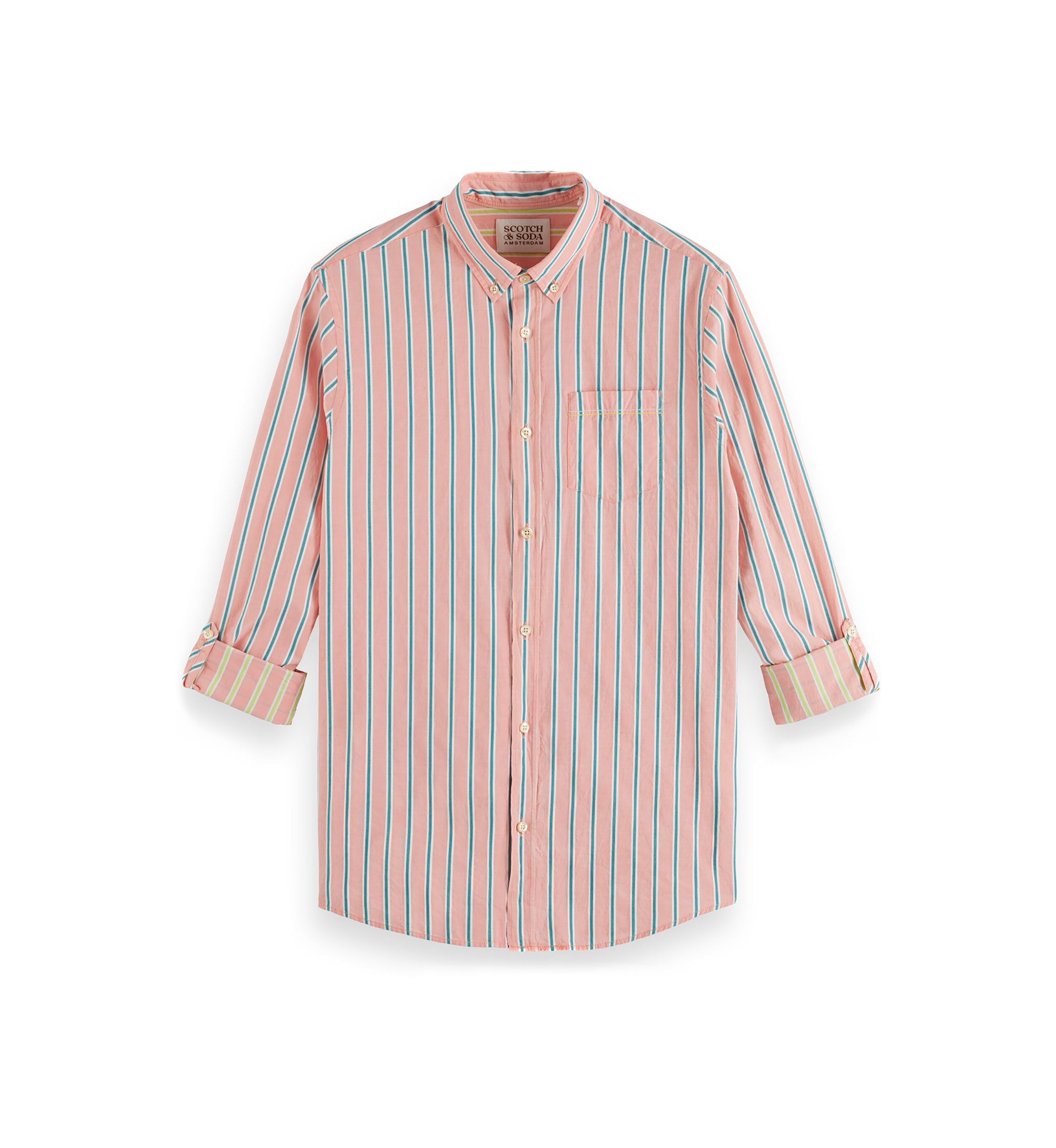 Mens Stripe Roll Cuff Shirt