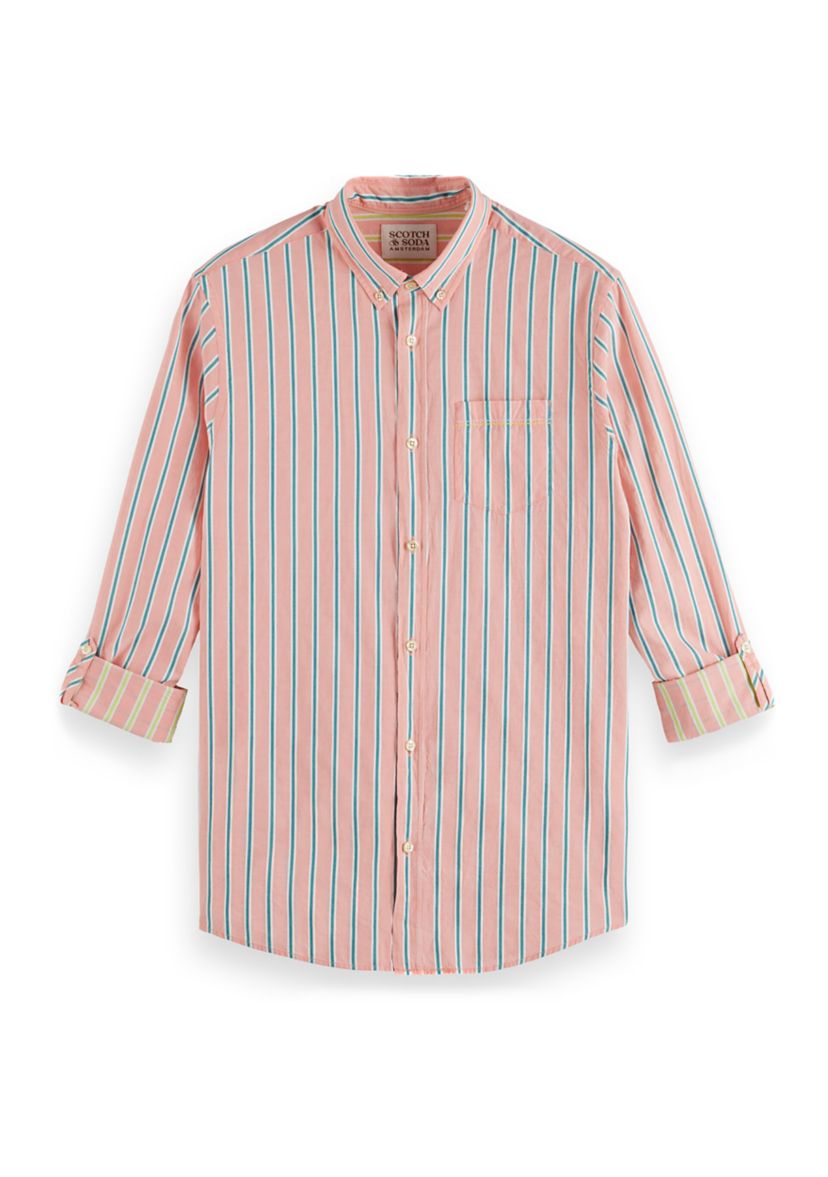 Mens Stripe Roll Cuff Shirt