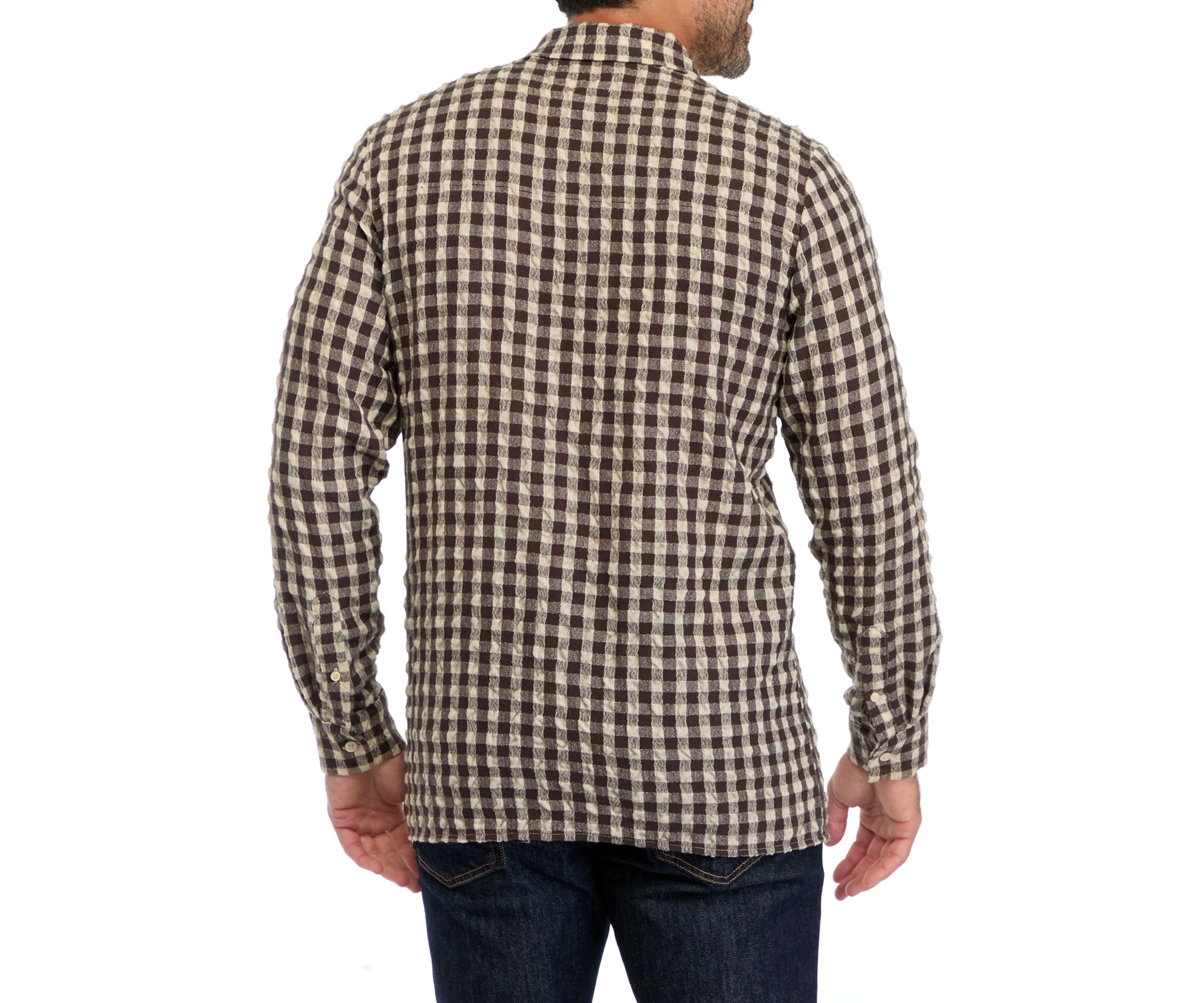Seersucker Wool Check Print Shirt 