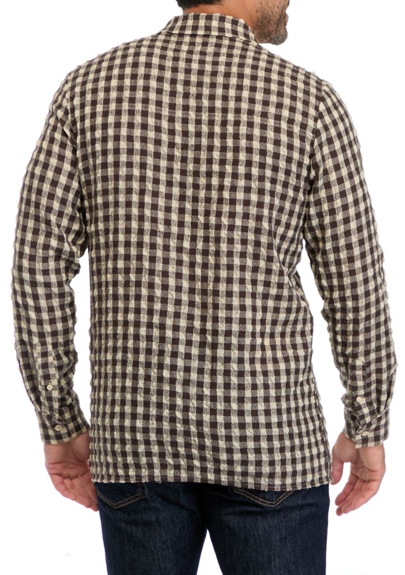 Seersucker Wool Check Print Shirt 