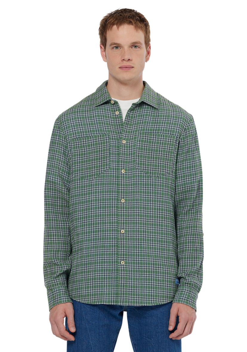 LS DOUBLE FACE CHECK:S:DARK GREEN