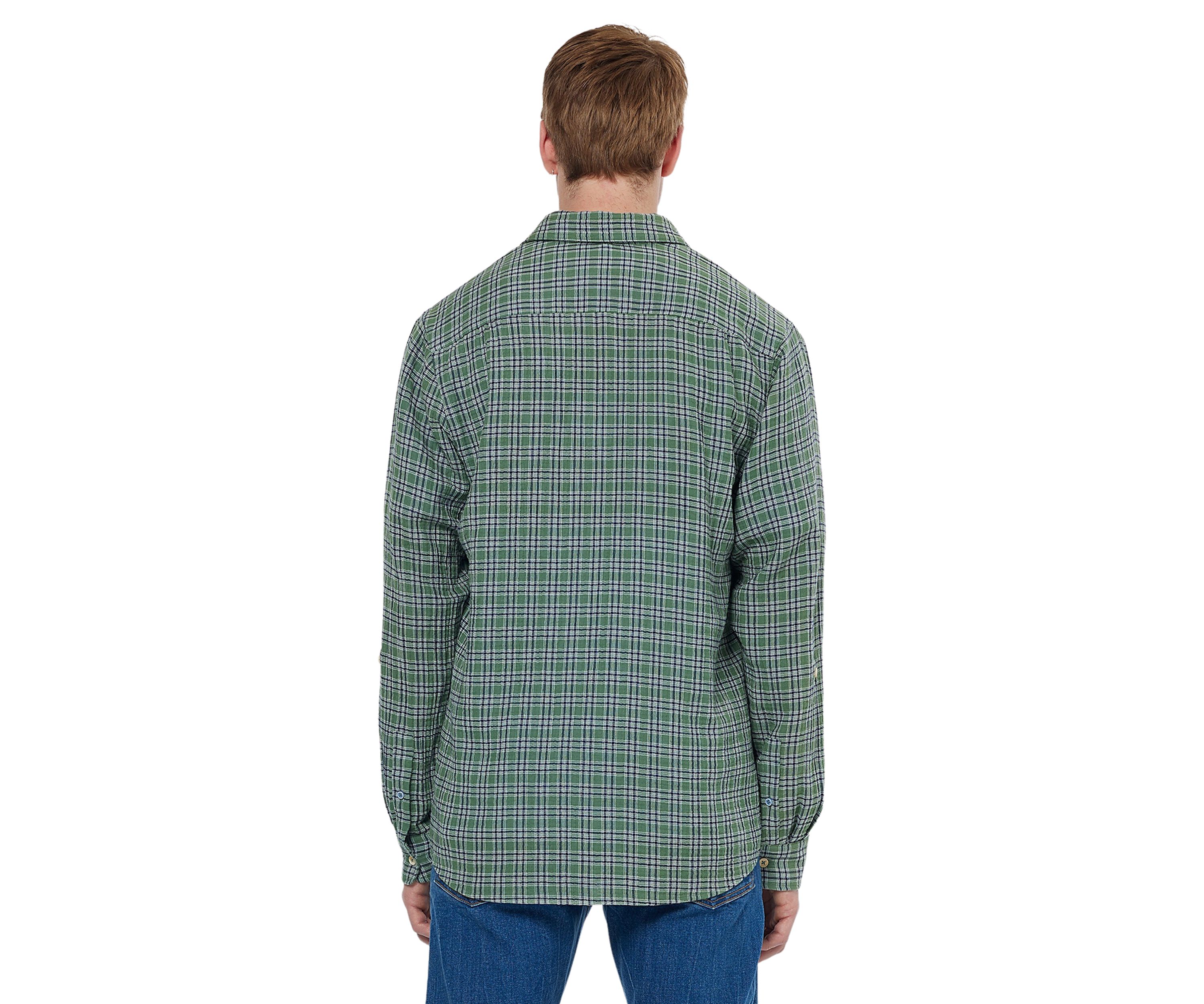 LS DOUBLE FACE CHECK:S:DARK GREEN