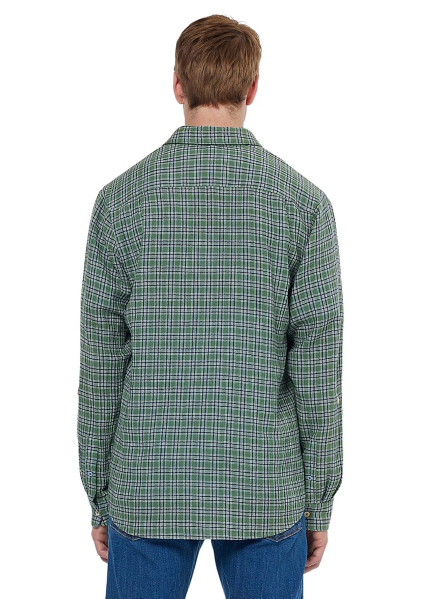 LS DOUBLE FACE CHECK:S:DARK GREEN
