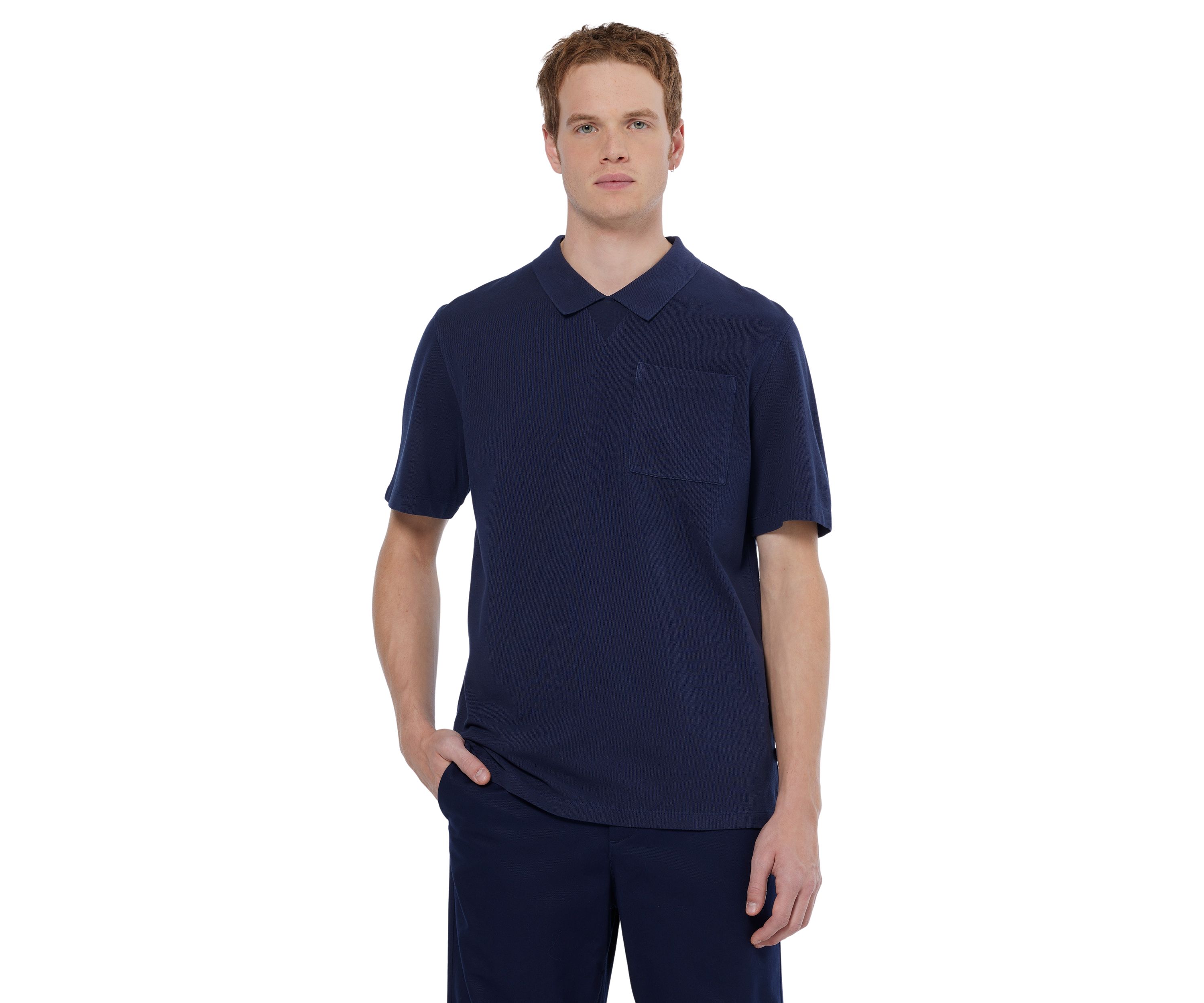 Mens Garment Dyed Chest Pocket Polo Shirt
