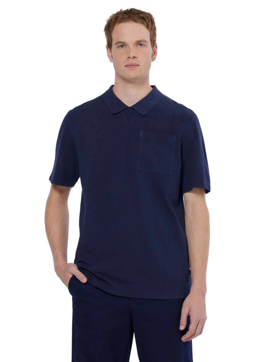 Mens Garment Dyed Chest Pocket Polo Shirt