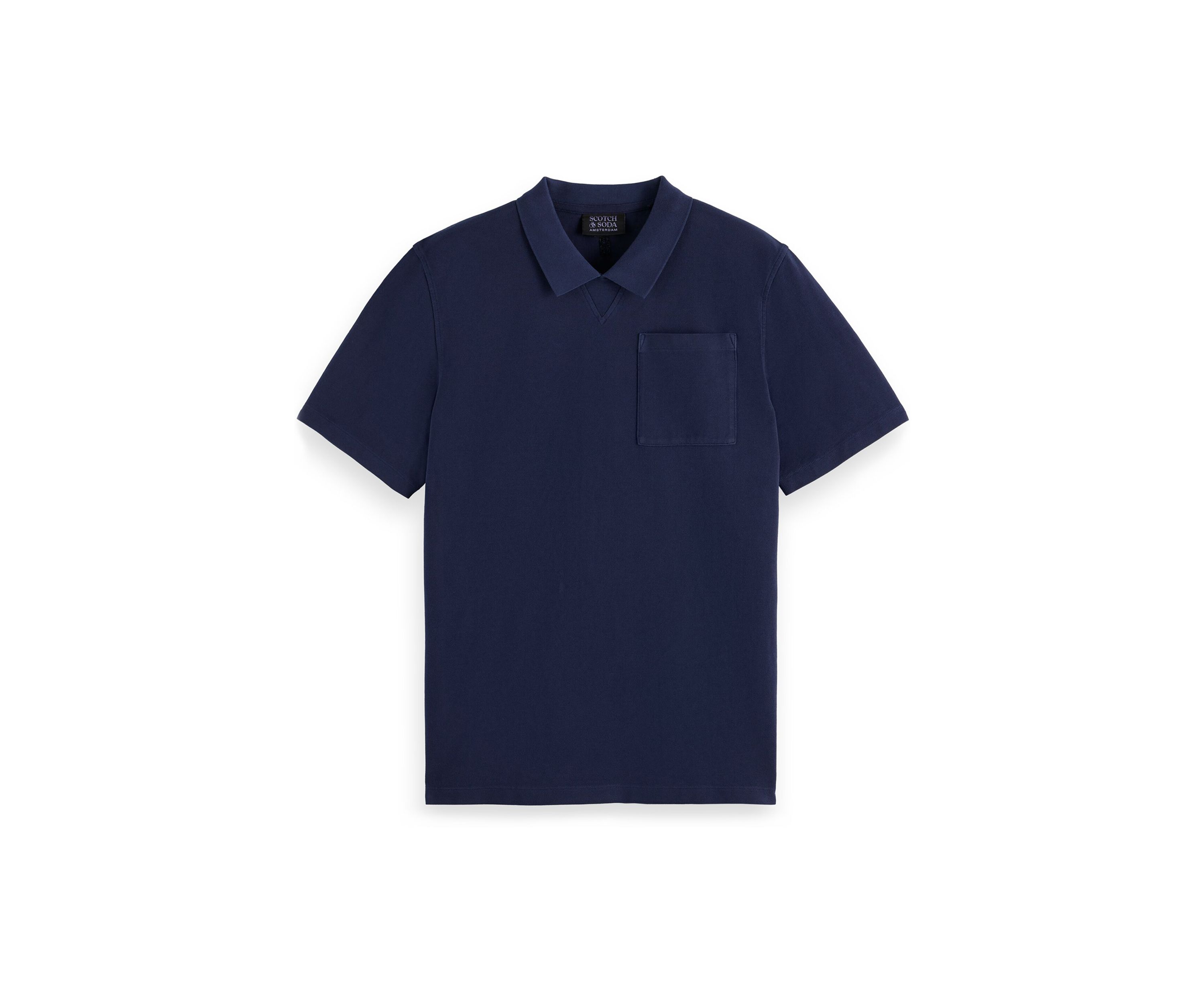 Mens Garment Dyed Chest Pocket Polo Shirt
