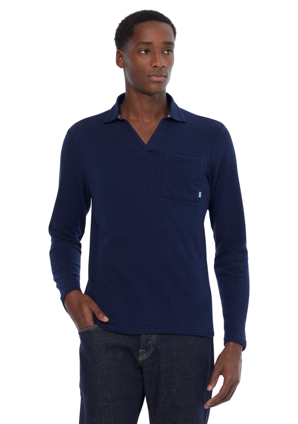 Mens Long Sleeve Relaxed Polo Shirt 