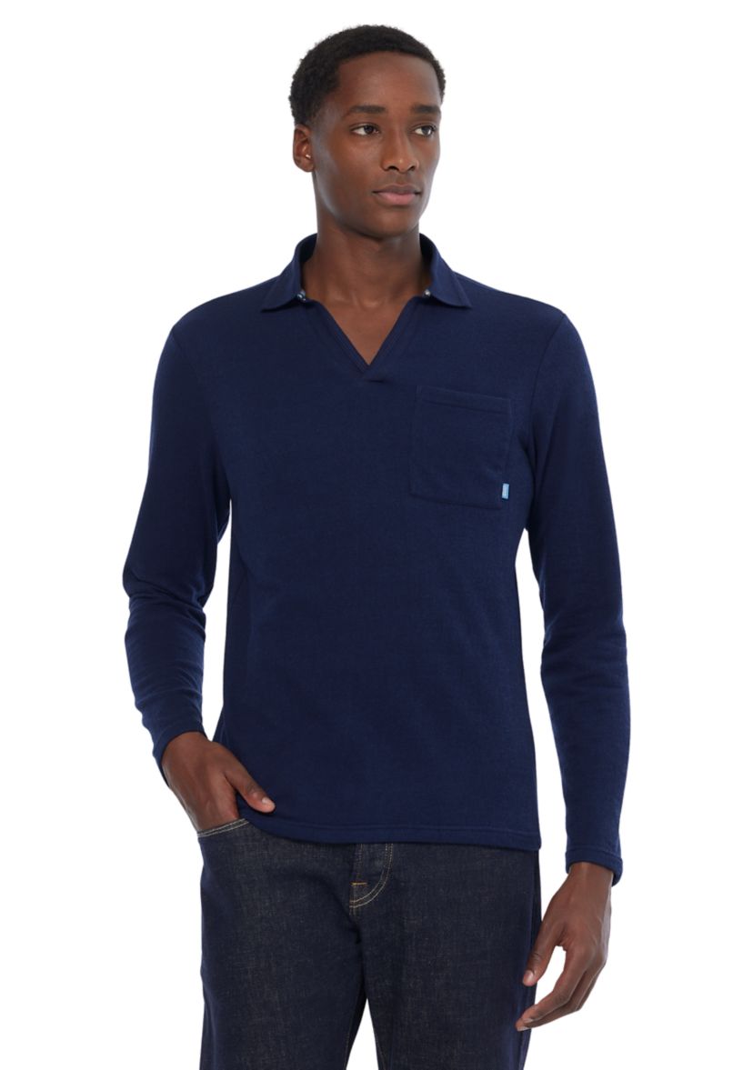 Mens Long Sleeve Relaxed Polo Shirt 