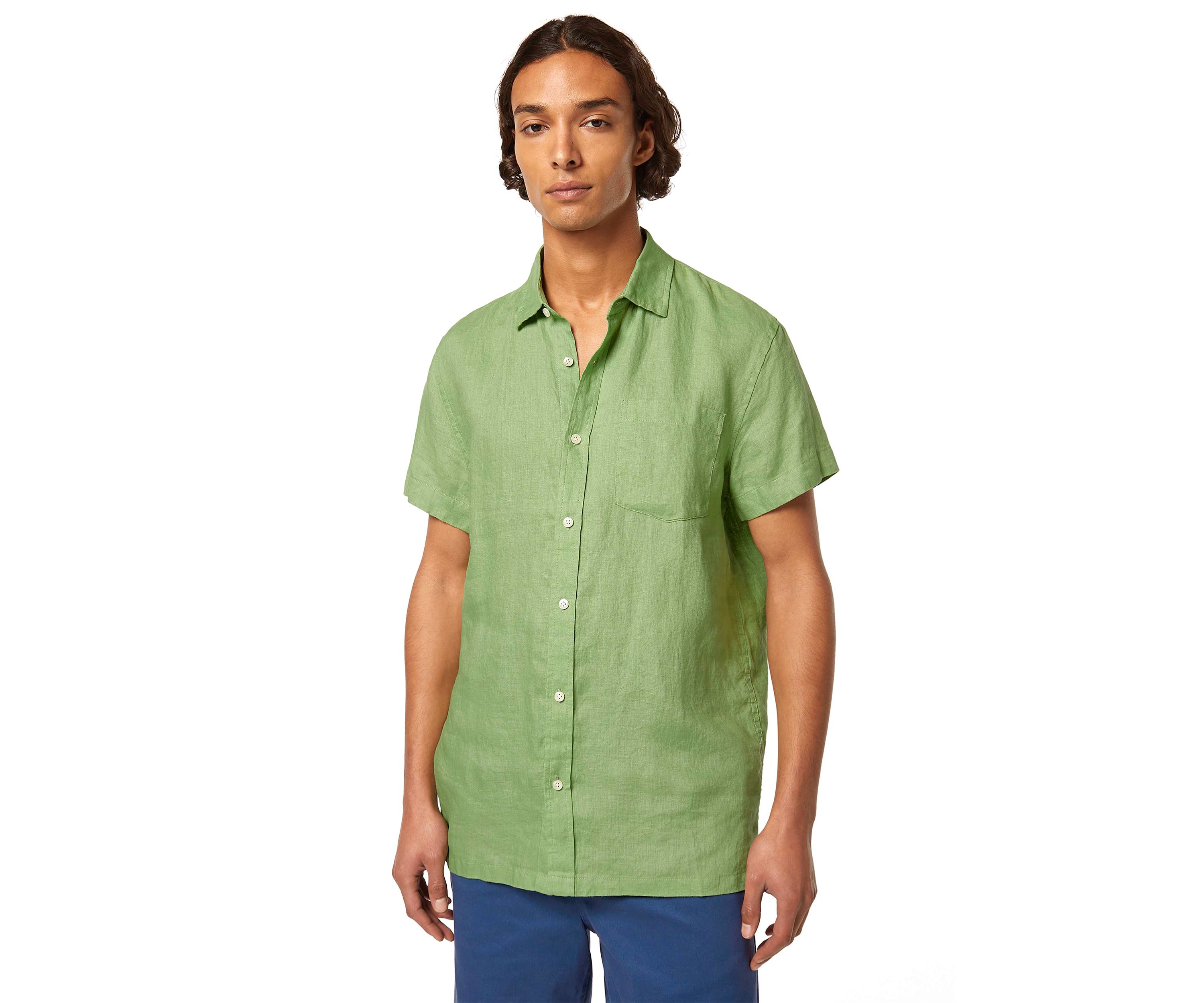 Mens Short Sleeve Linen Shirt