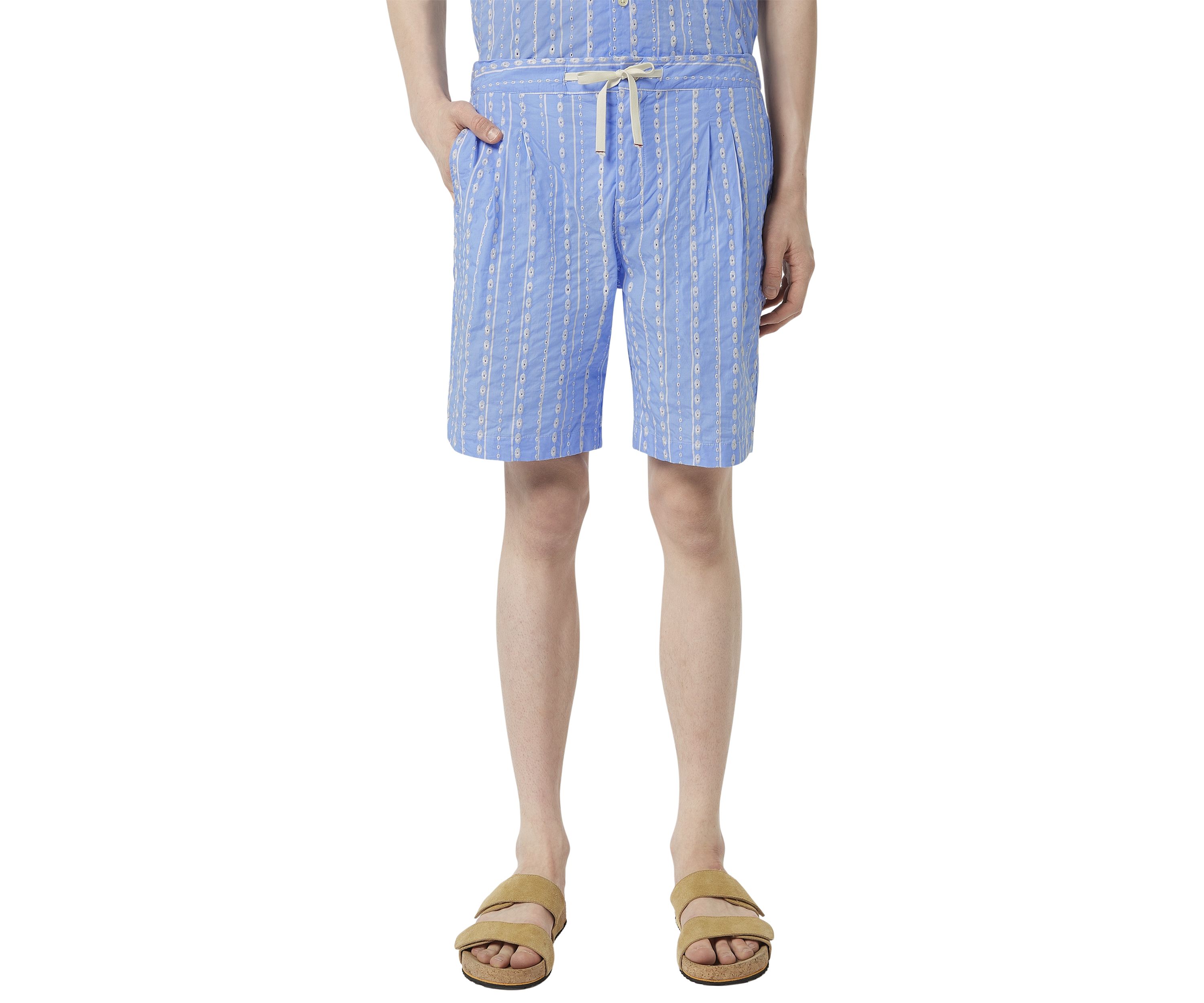 Mens Embroidered Stripe Shorts