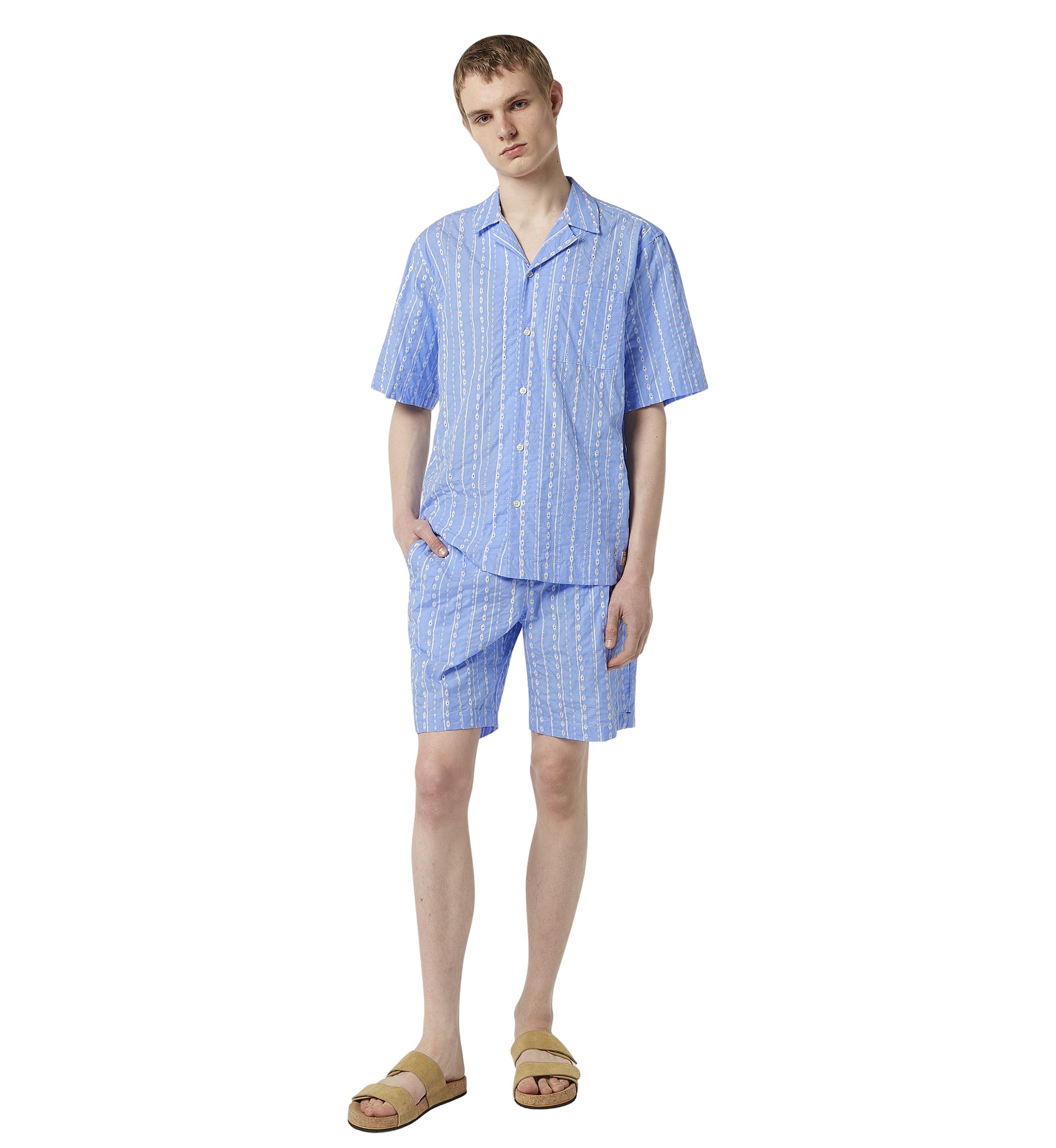 Mens Embroidered Stripe Shorts