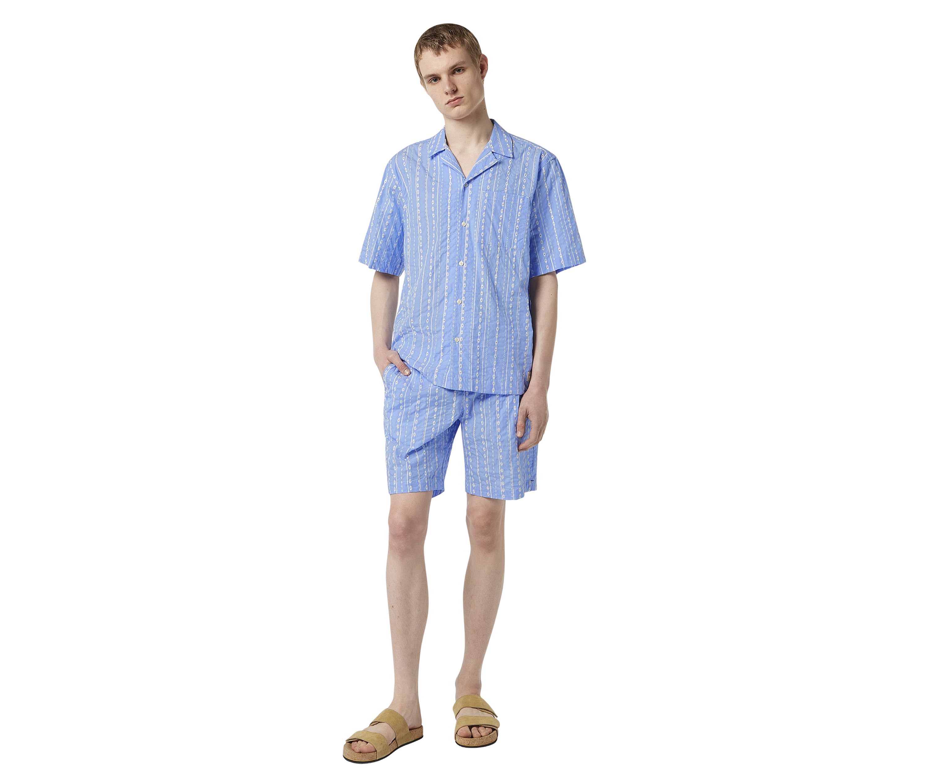 Mens Embroidered Stripe Shorts