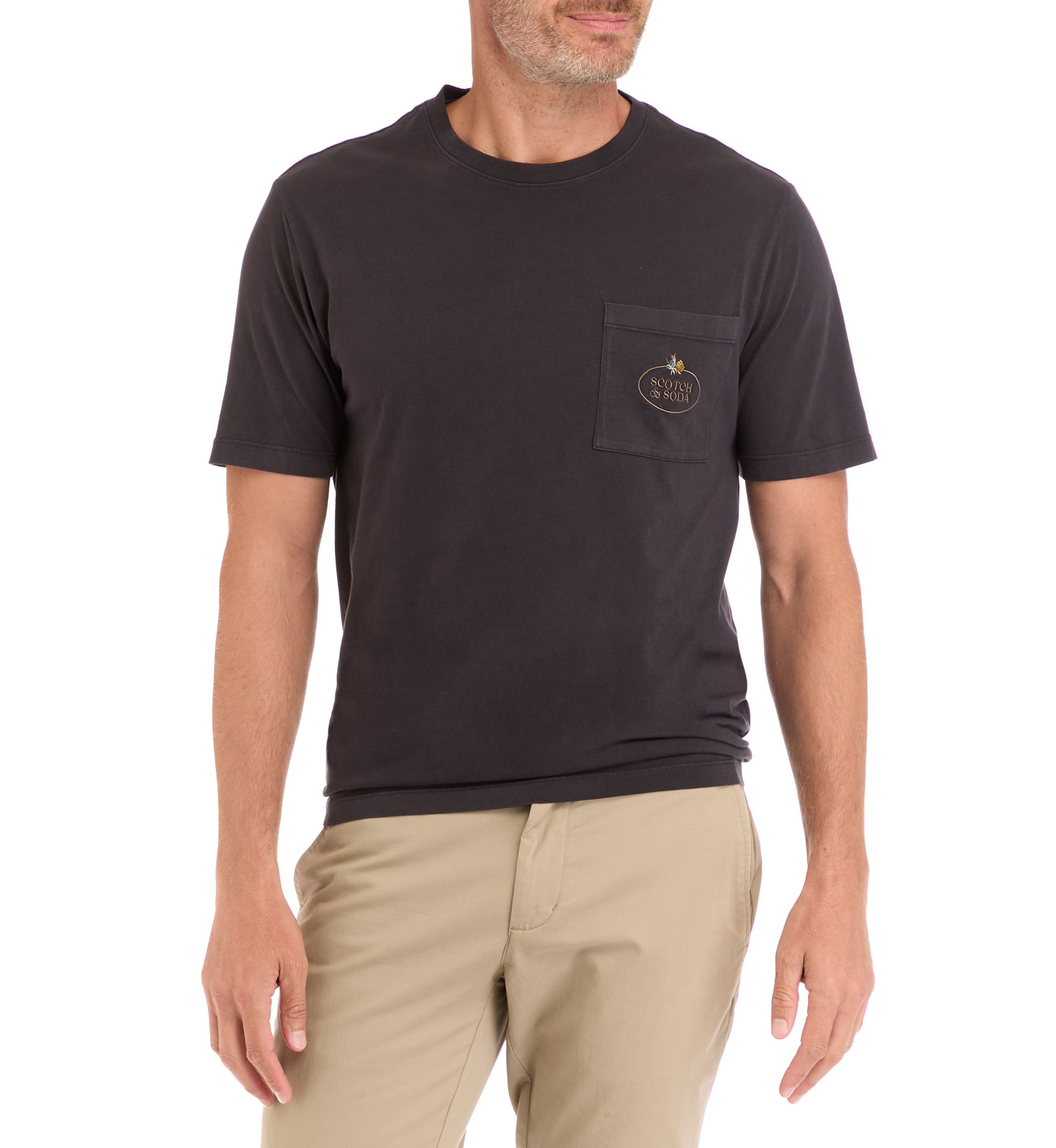 Mens Short Sleeve Logo Garment Dyed Pocket T-Shirt