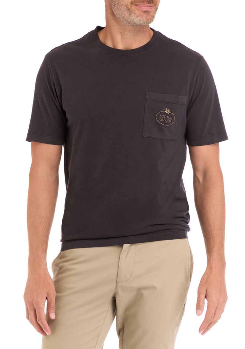 Mens Short Sleeve Logo Garment Dyed Pocket T-Shirt