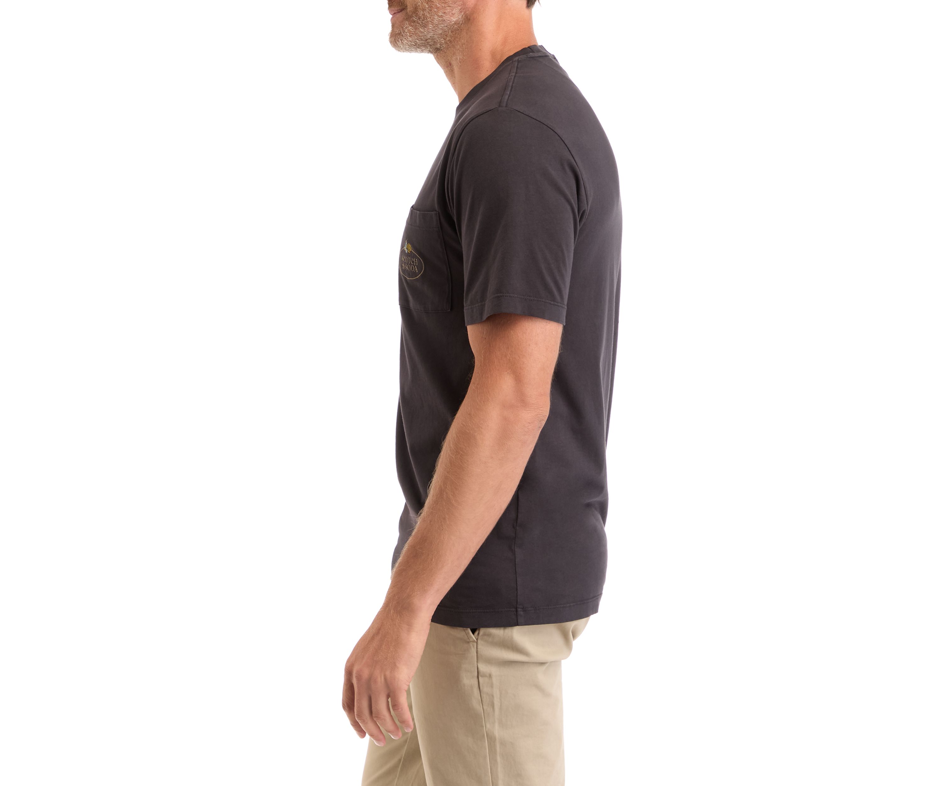 Mens Short Sleeve Logo Garment Dyed Pocket T-Shirt