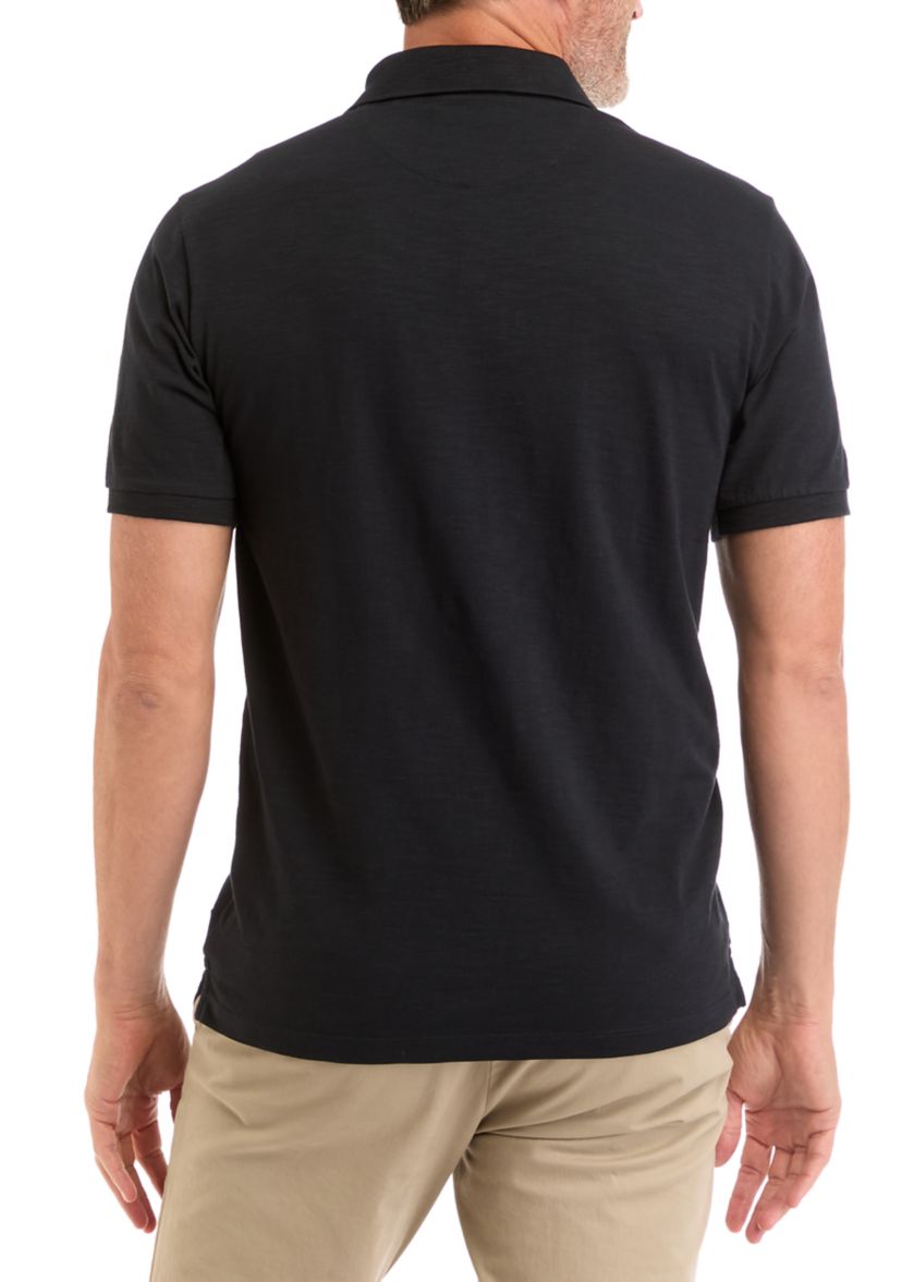 Mens Short Sleeve Washed Slub Polo Shirt