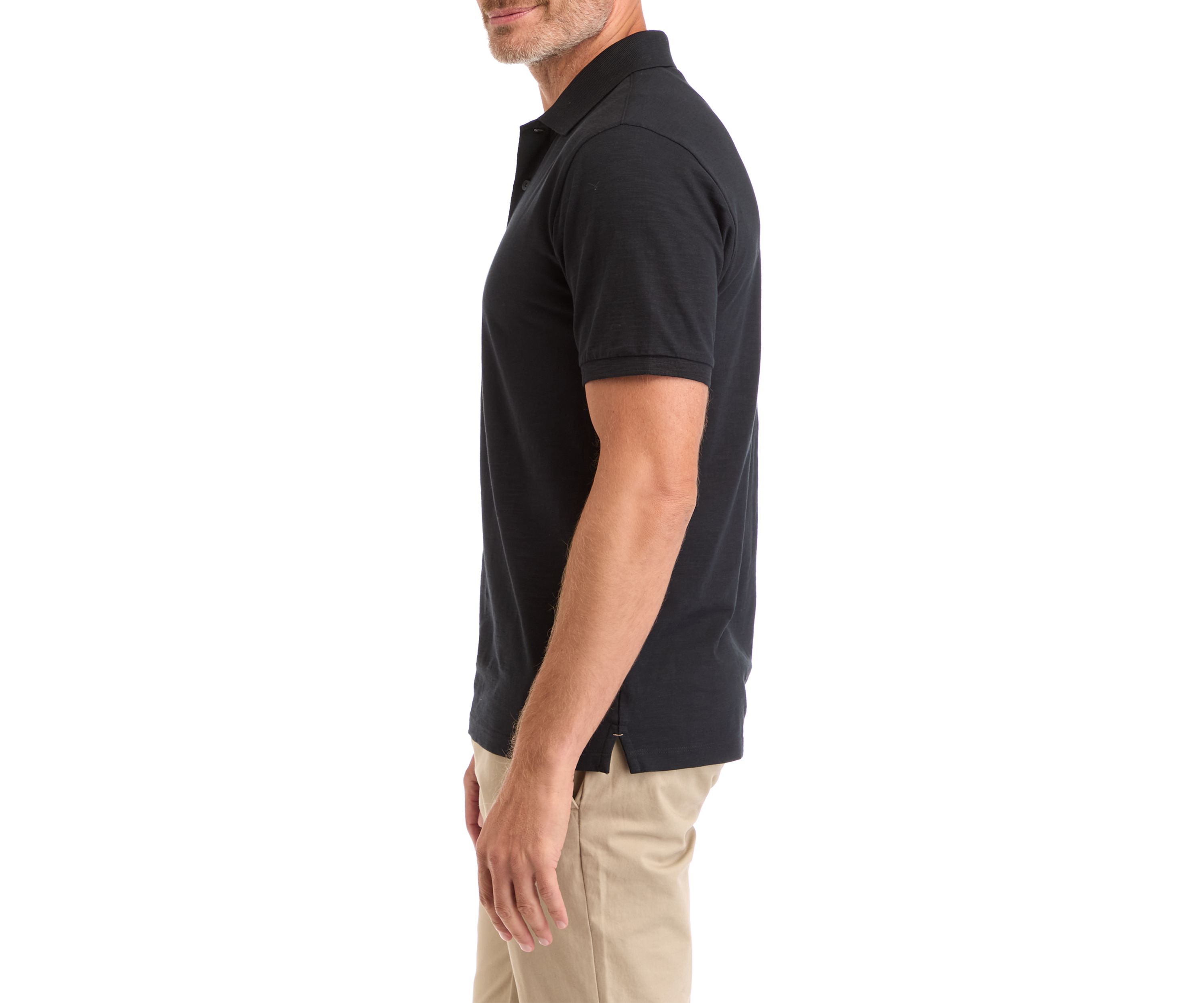 Mens Short Sleeve Washed Slub Polo Shirt
