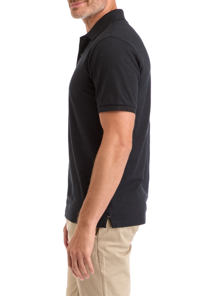 Mens Short Sleeve Washed Slub Polo Shirt