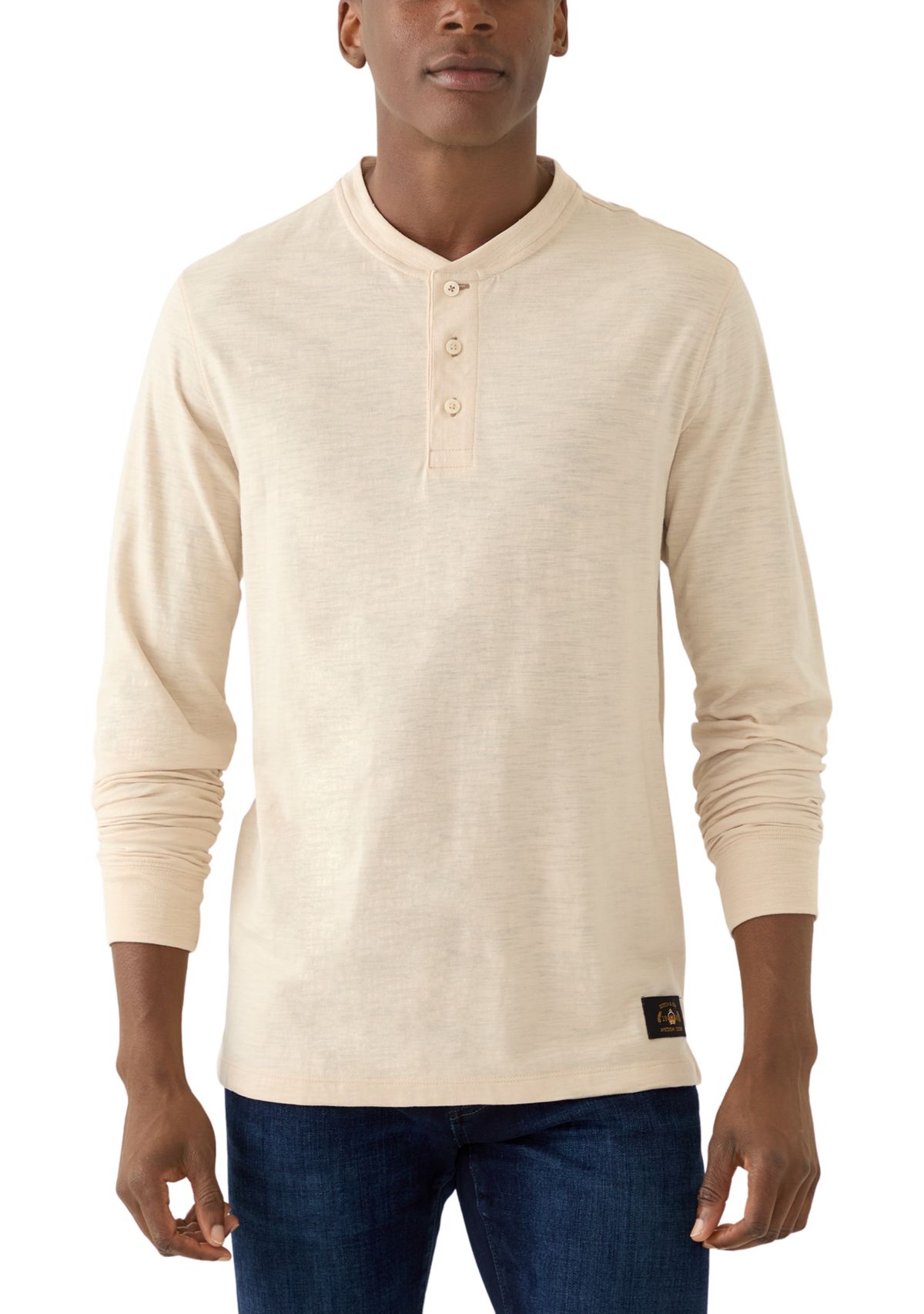 Mens Long Sleeve Slub Henley Shirt