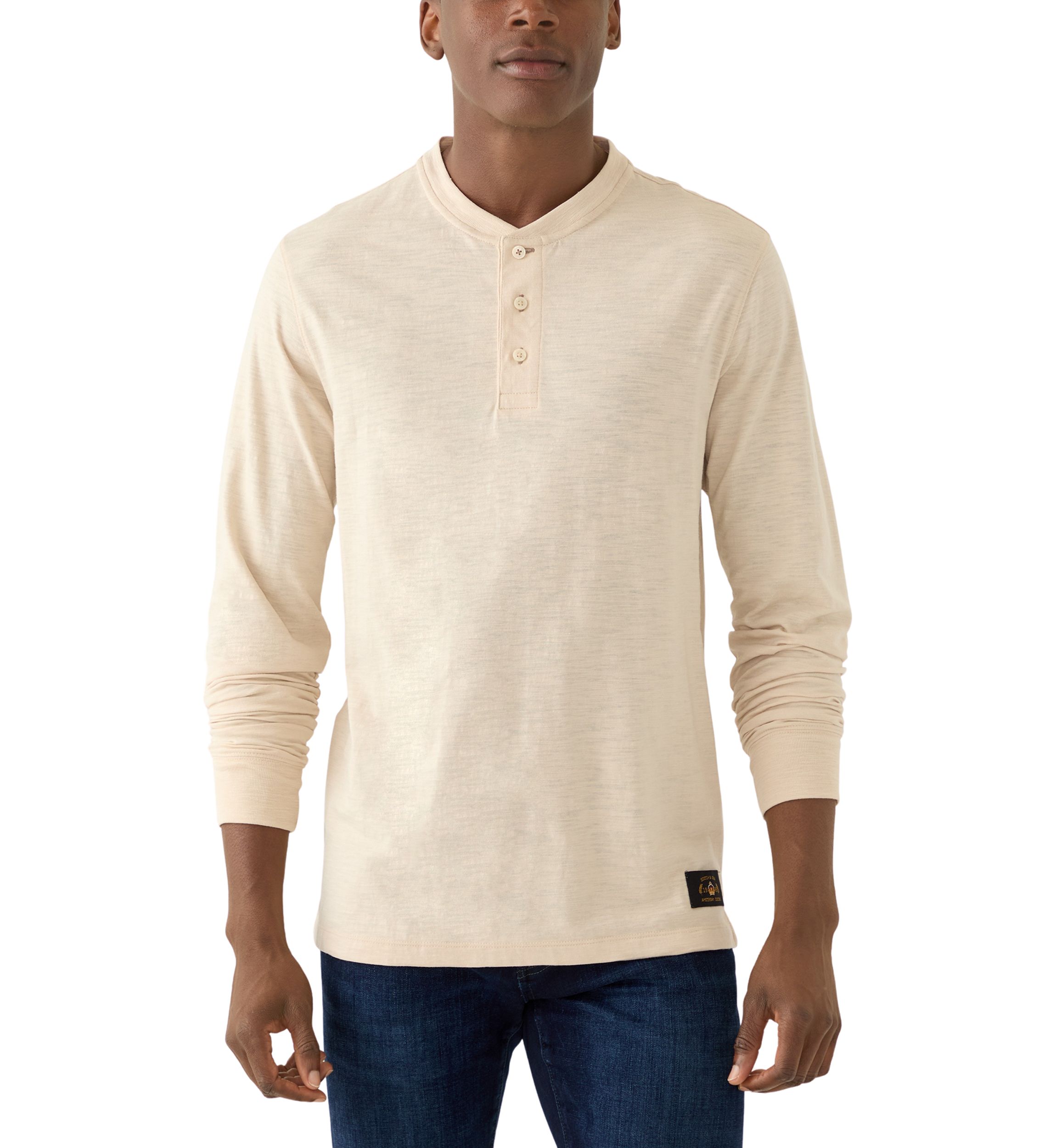 Mens Long Sleeve Slub Henley Shirt