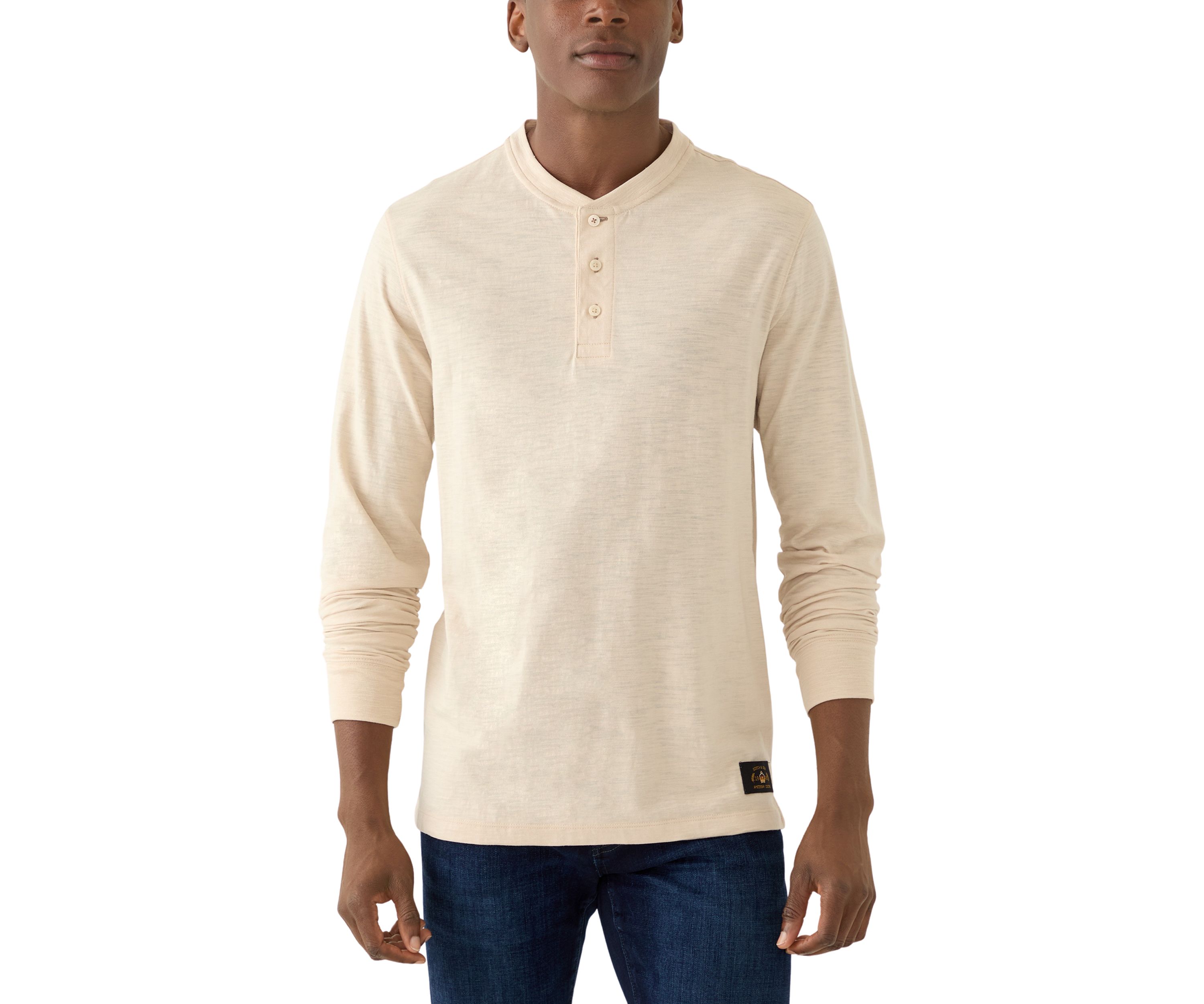 Mens Long Sleeve Slub Henley Shirt
