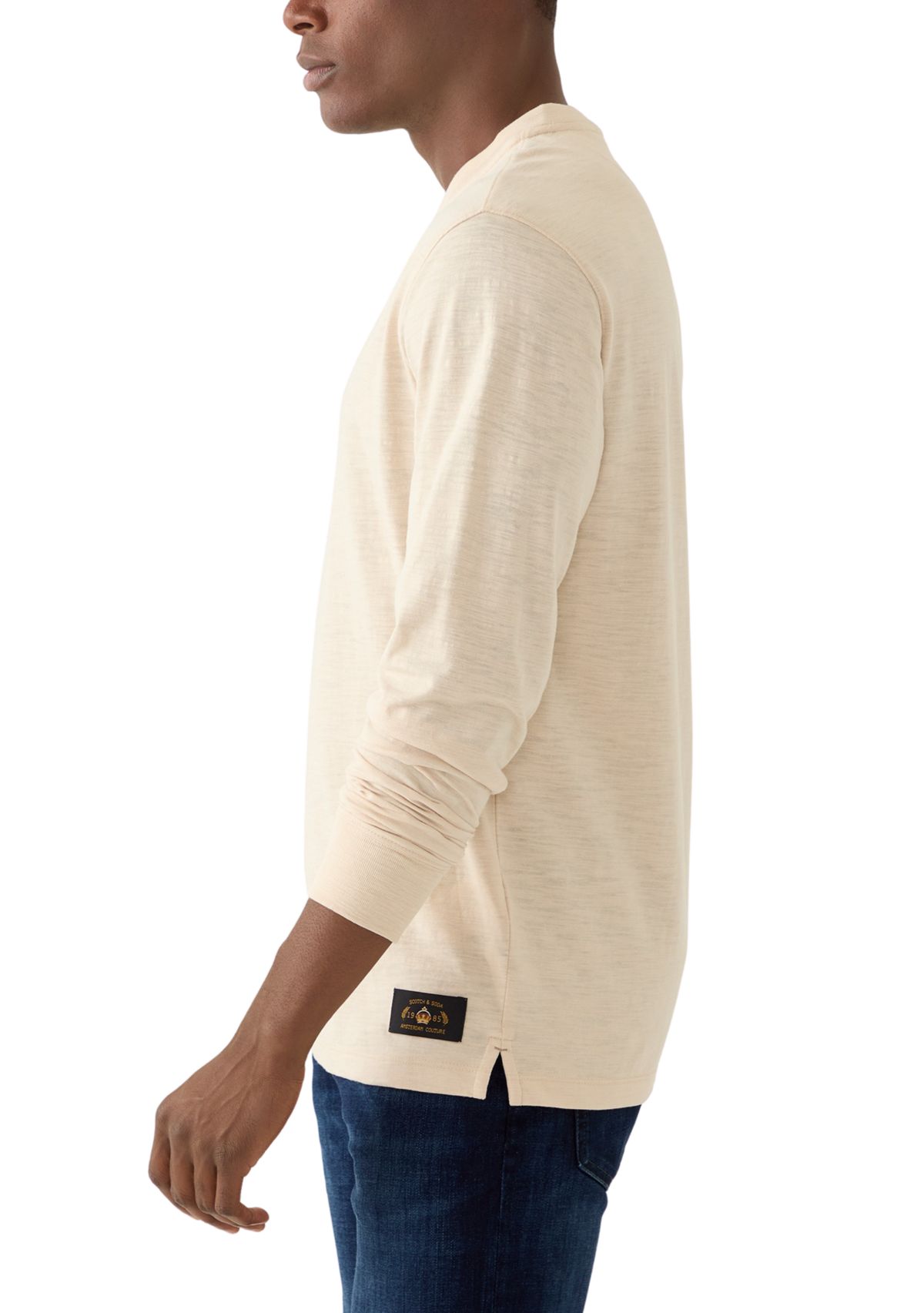 Mens Long Sleeve Slub Henley Shirt