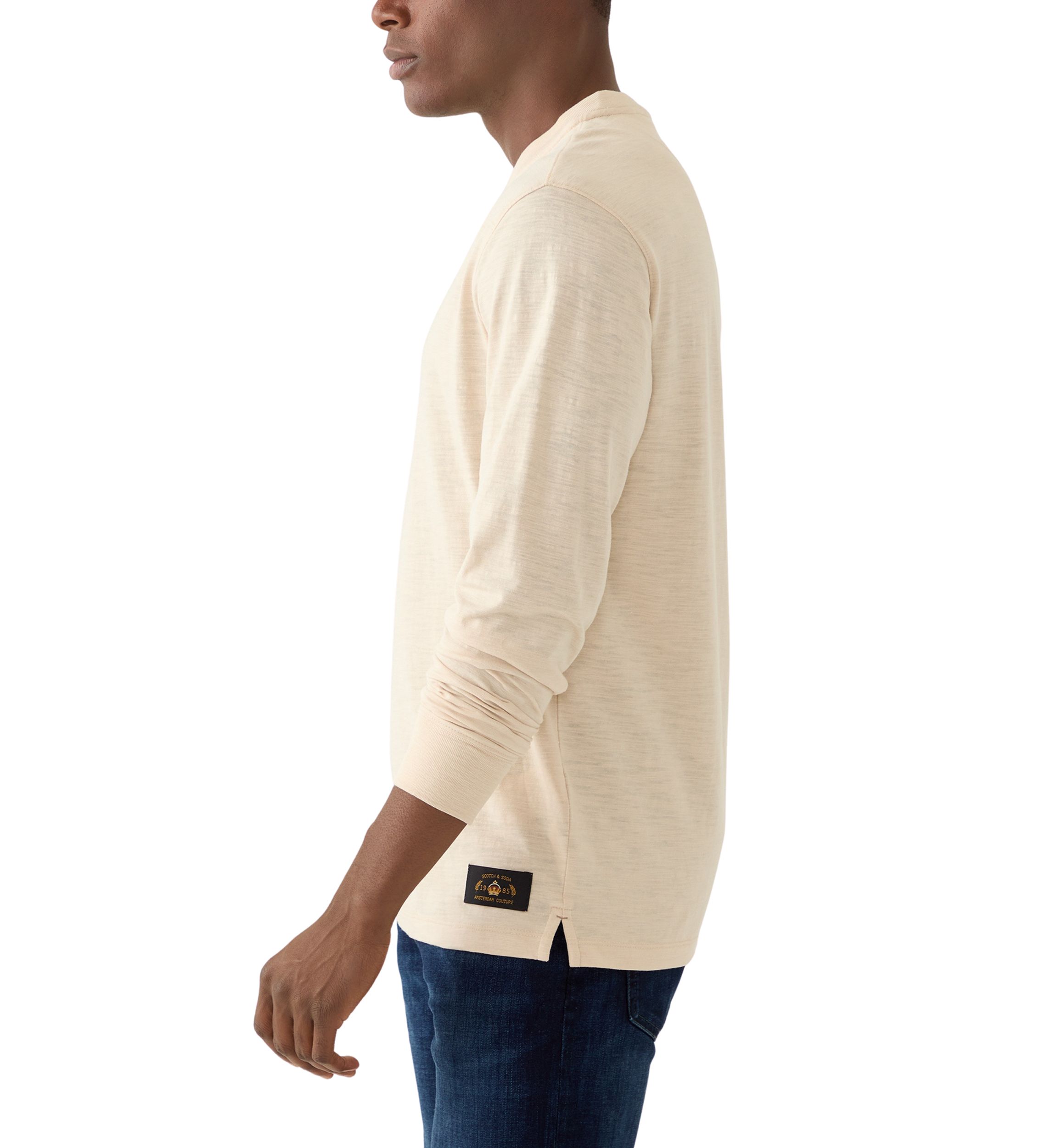 Mens Long Sleeve Slub Henley Shirt