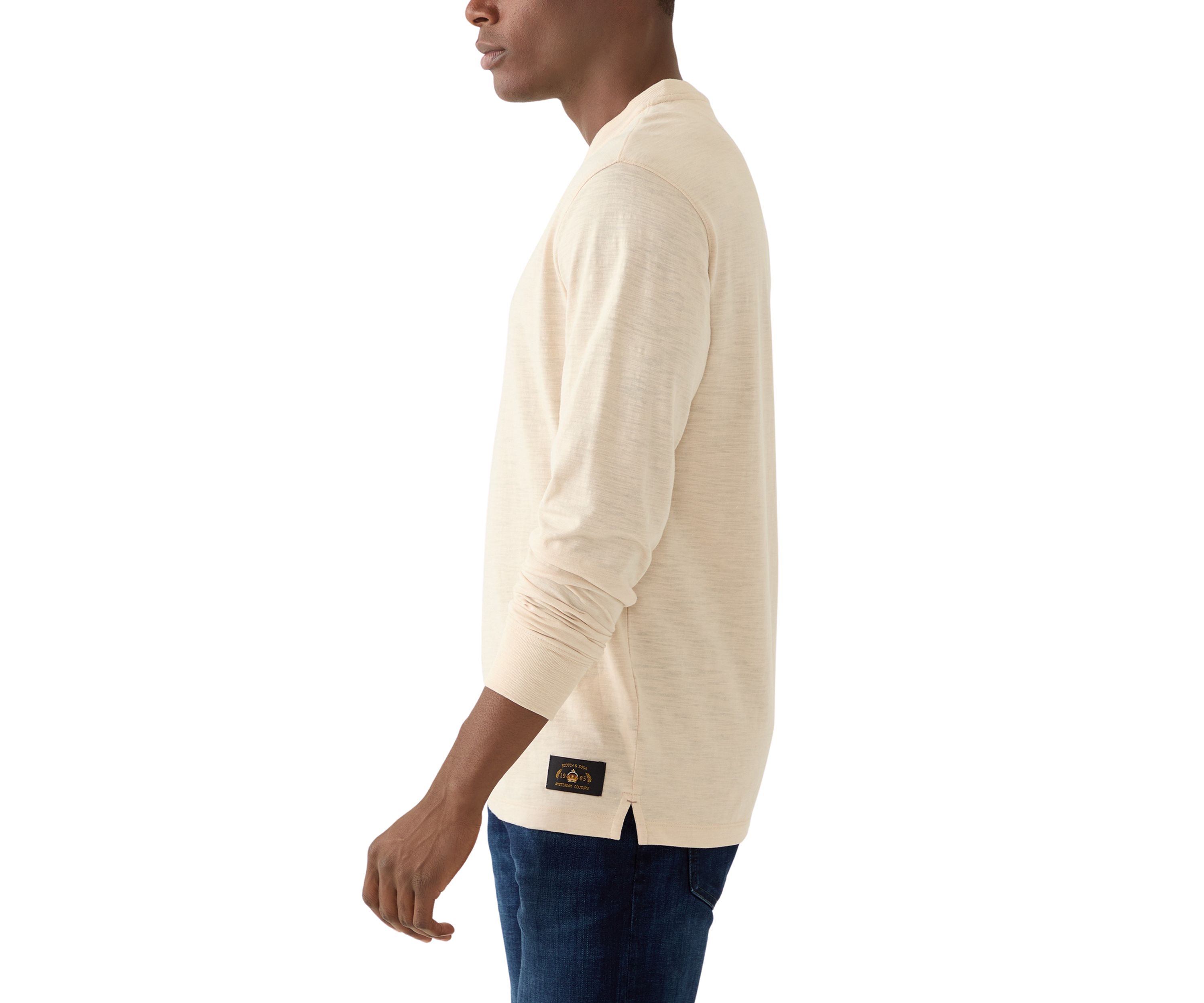 Mens Long Sleeve Slub Henley Shirt