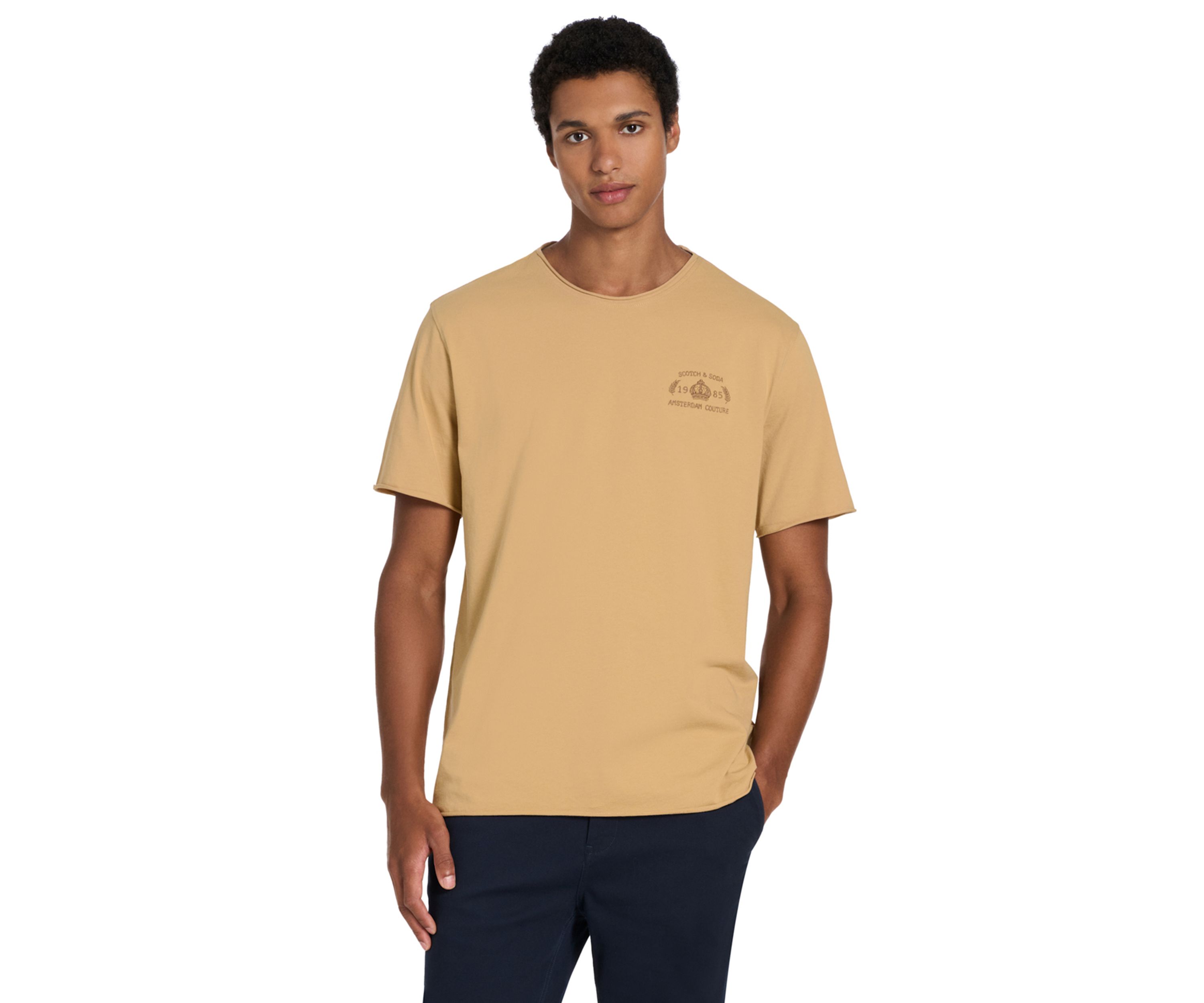 Mens Short Sleeve Roll Neck Graphic T-Shirt 