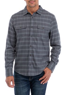 FOR THE REPUBLIC Men's Plaid Lightweight Flannel Shirt