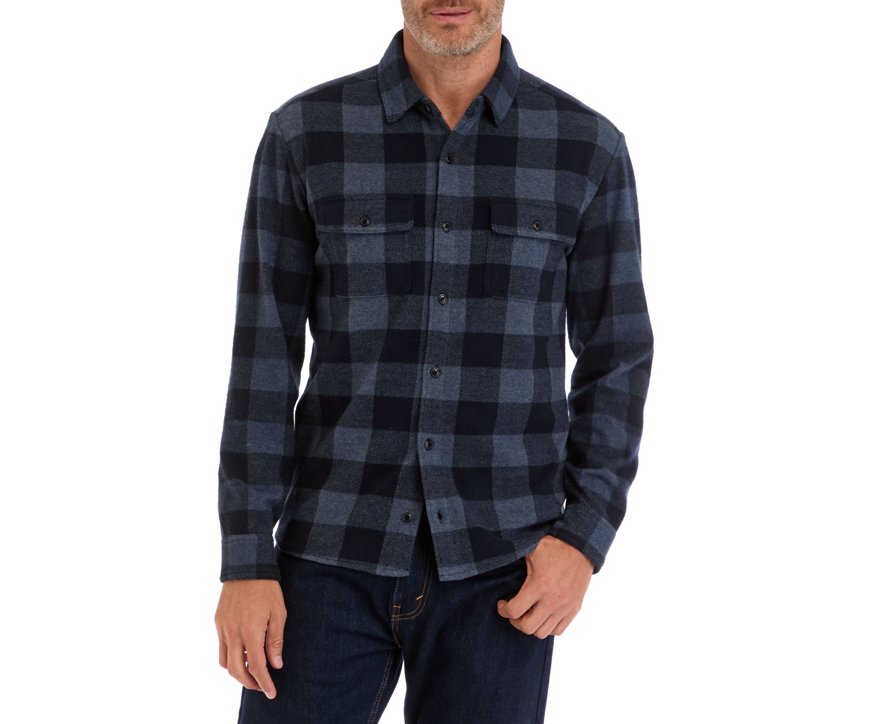 Mens Long Sleeve Plaid Stretch Flannel Shirt