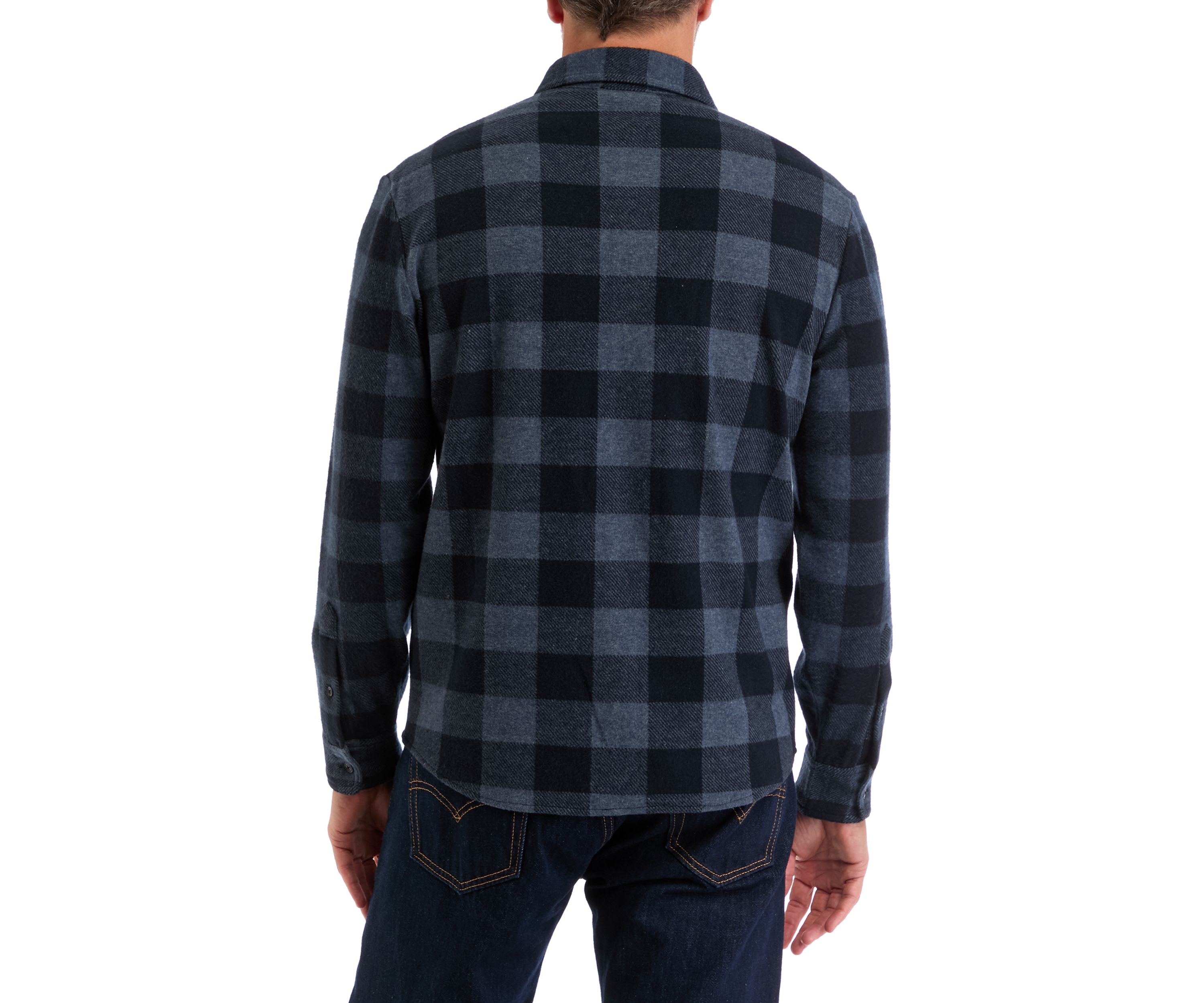 Mens Long Sleeve Plaid Stretch Flannel Shirt