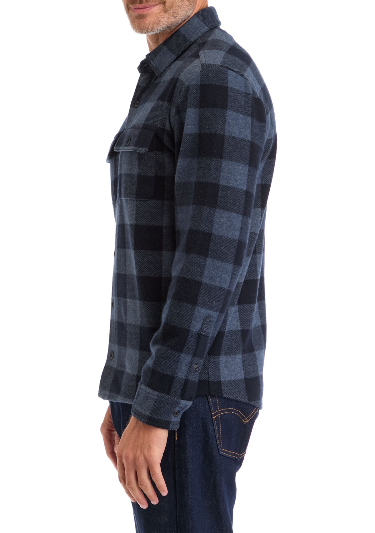 Mens Long Sleeve Plaid Stretch Flannel Shirt
