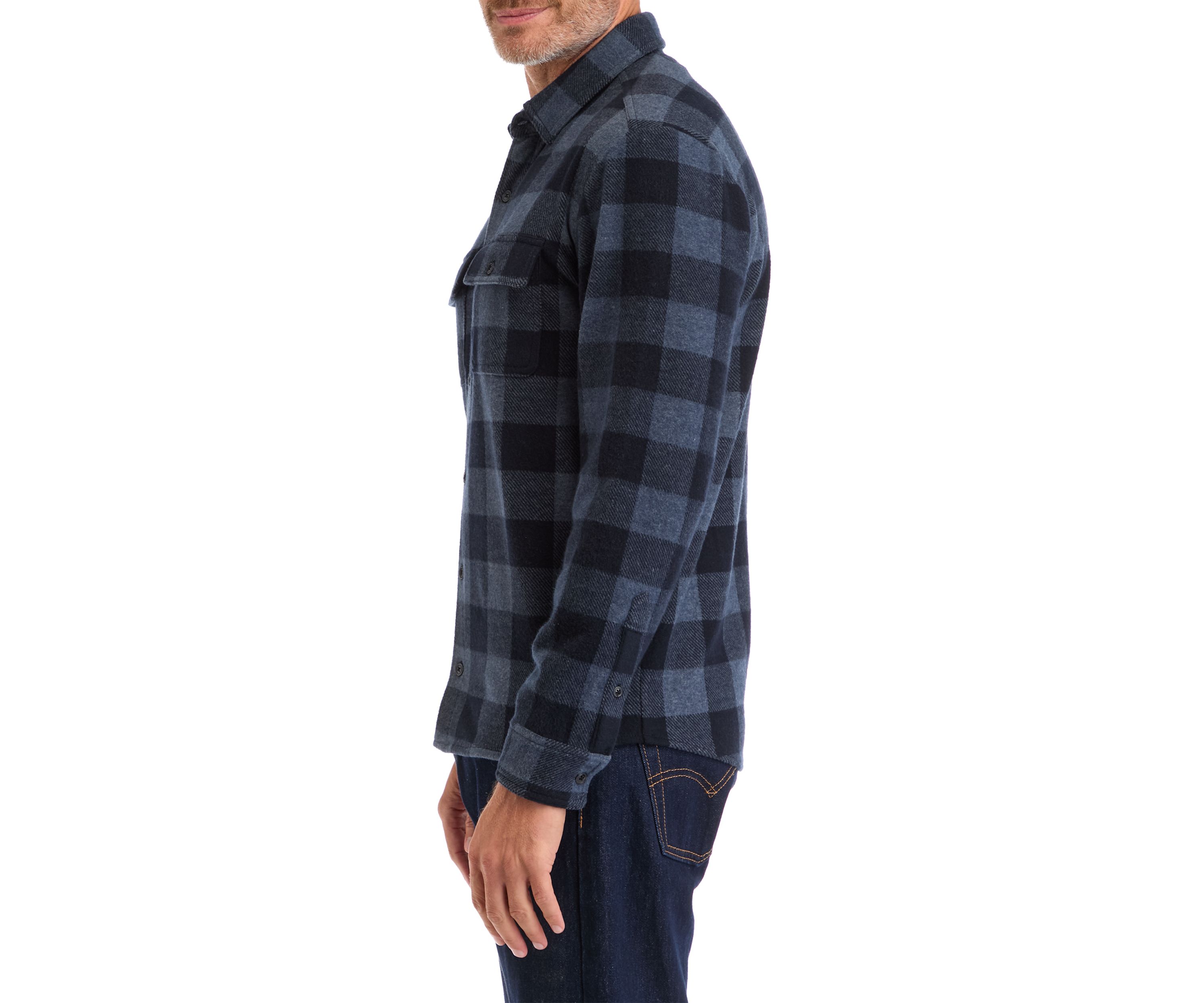 Mens Long Sleeve Plaid Stretch Flannel Shirt
