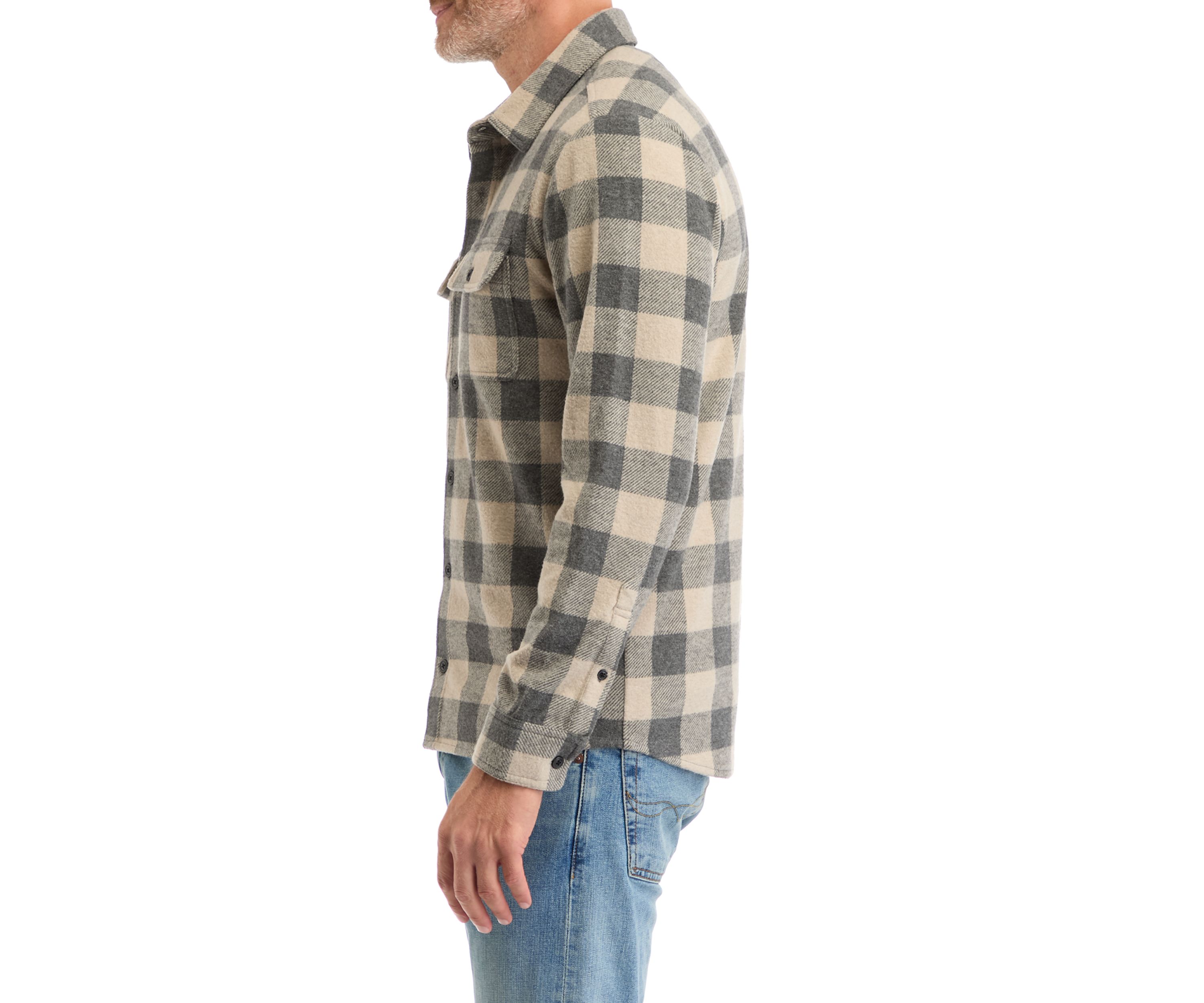 Mens Long Sleeve Plaid Stretch Flannel Shirt