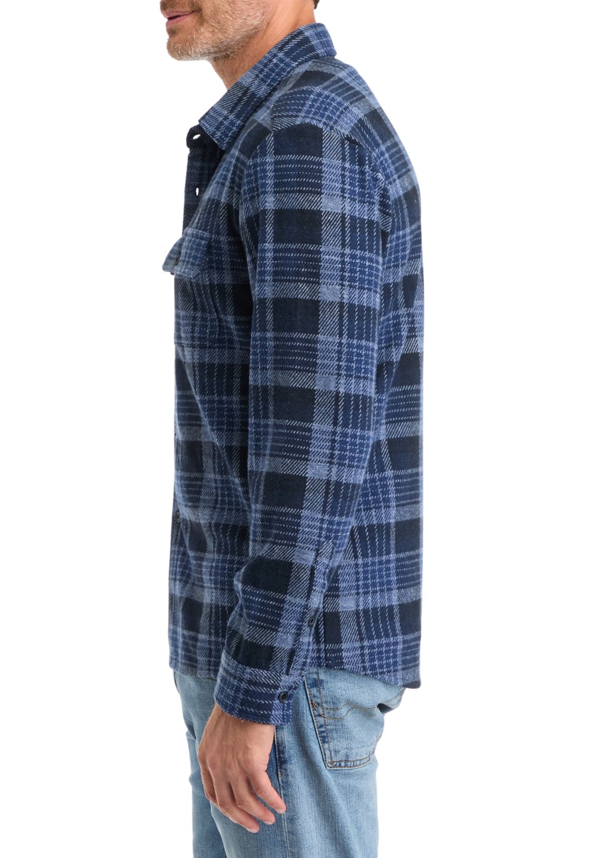 Mens Long Sleeve Plaid Stretch Flannel Shirt