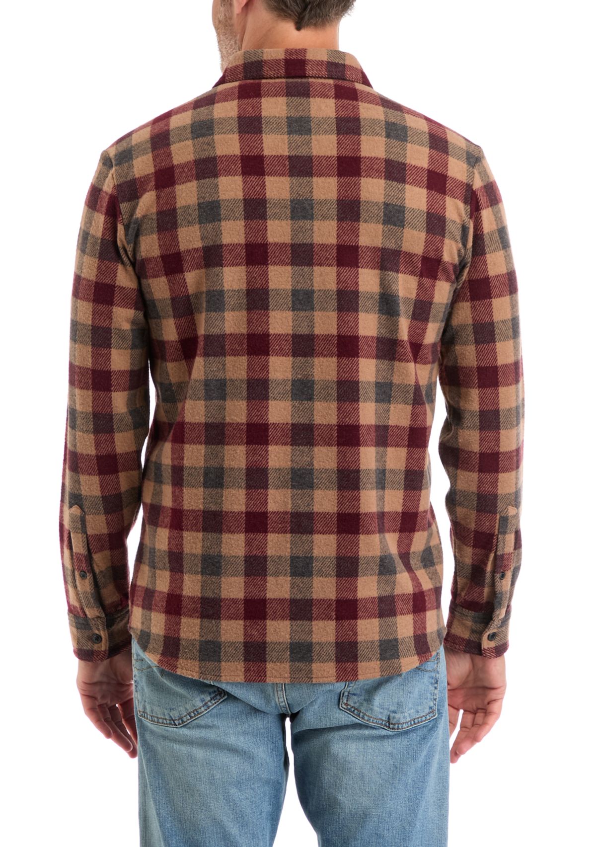 Mens Long Sleeve Plaid Stretch Flannel Shirt