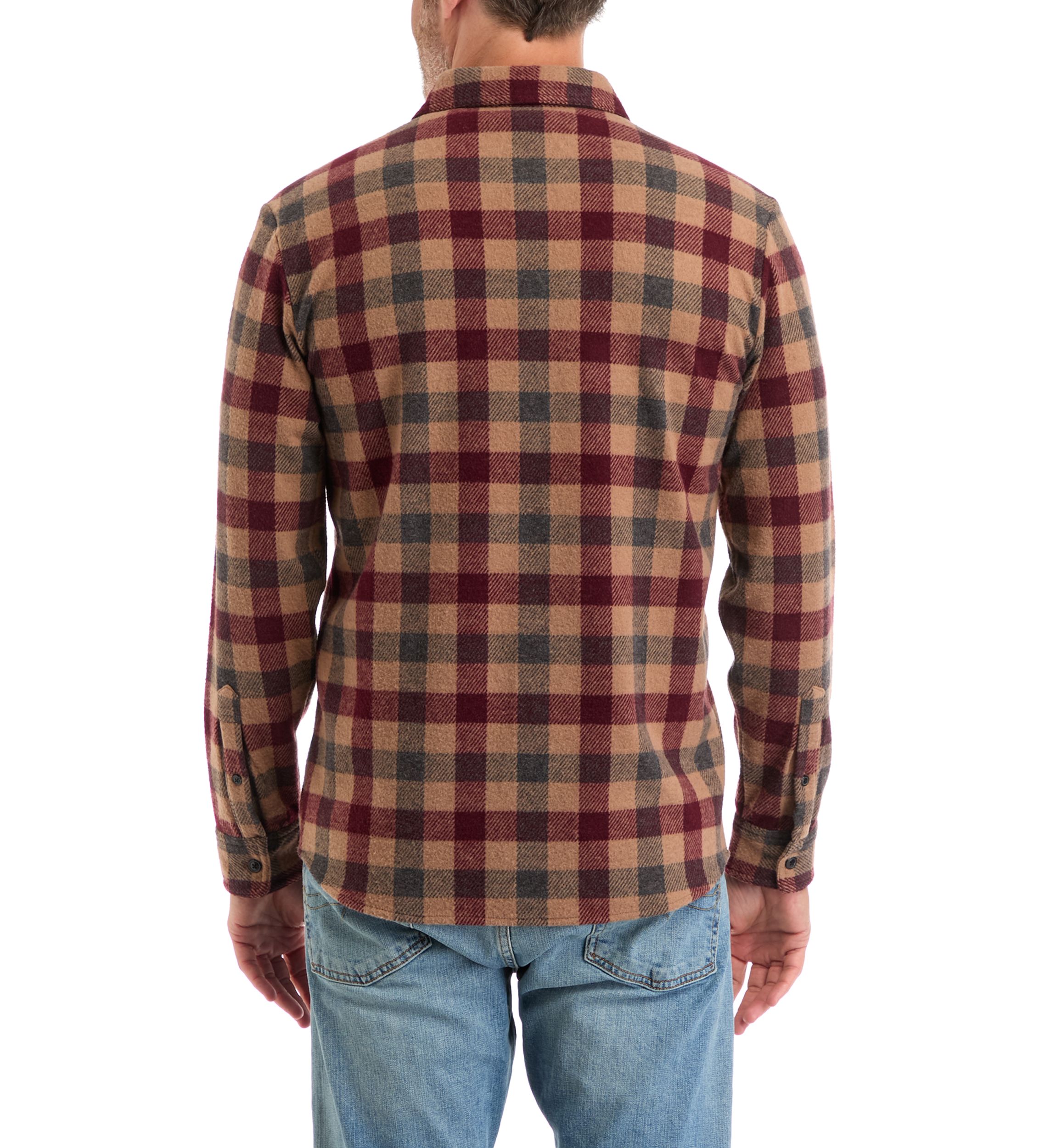 Mens Long Sleeve Plaid Stretch Flannel Shirt