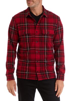 FOR THE REPUBLIC Men's Long Sleeve Plaid Stretch Flannel Shirt
