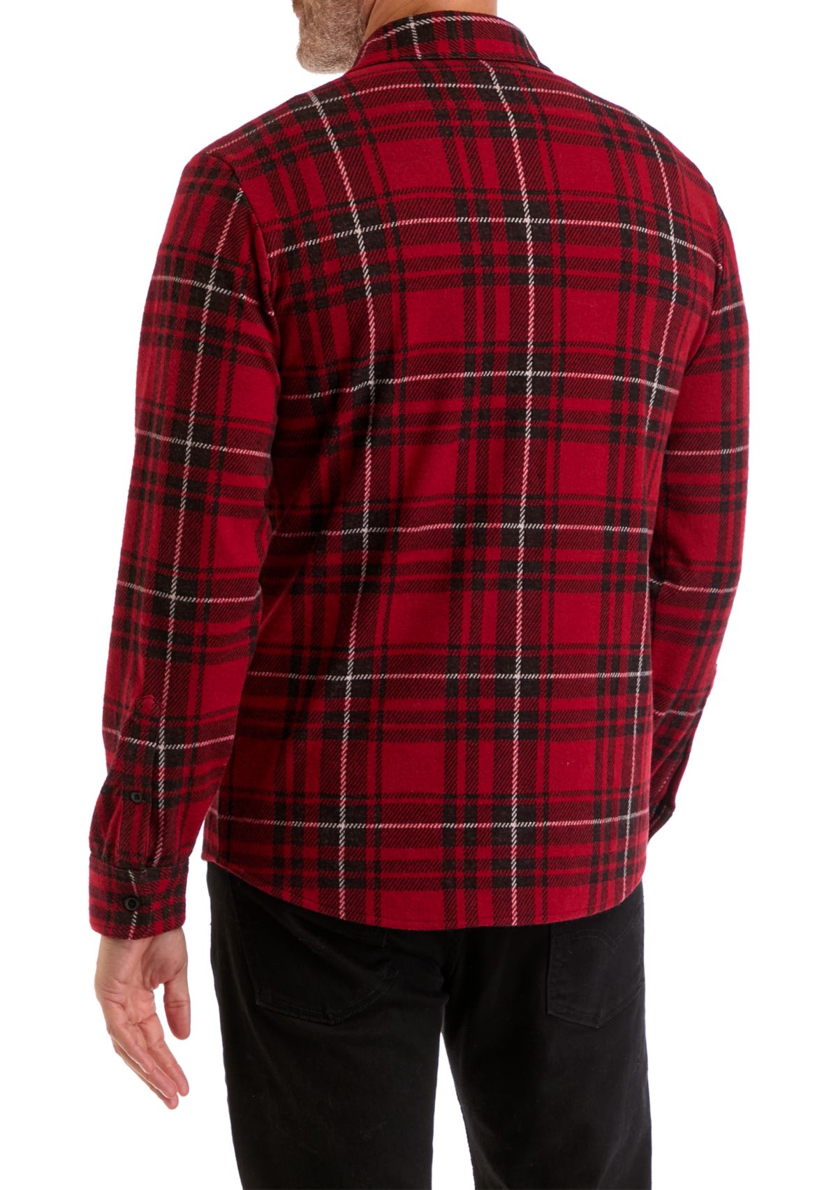 Mens Long Sleeve Plaid Stretch Flannel Shirt