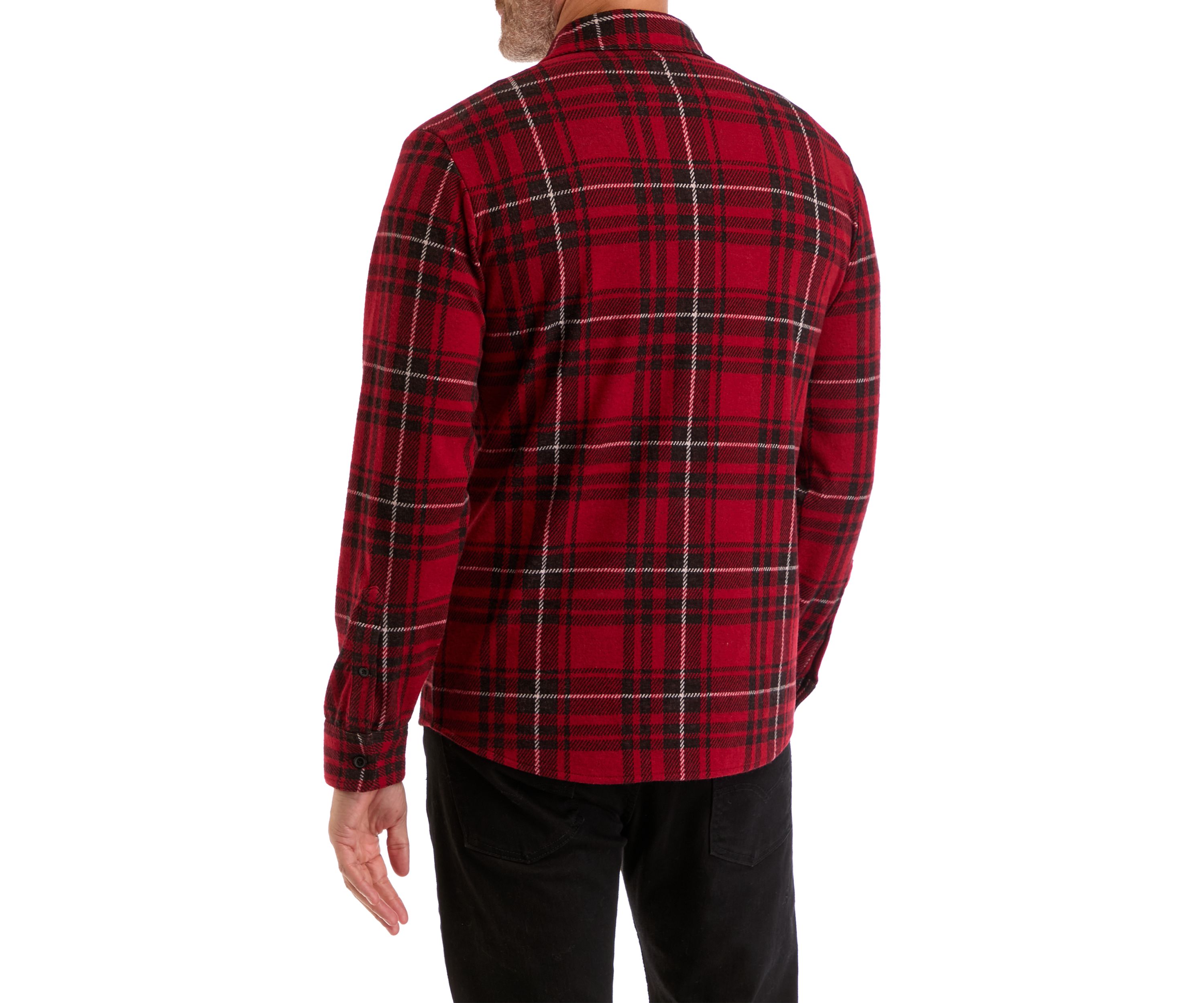 Mens Long Sleeve Plaid Stretch Flannel Shirt