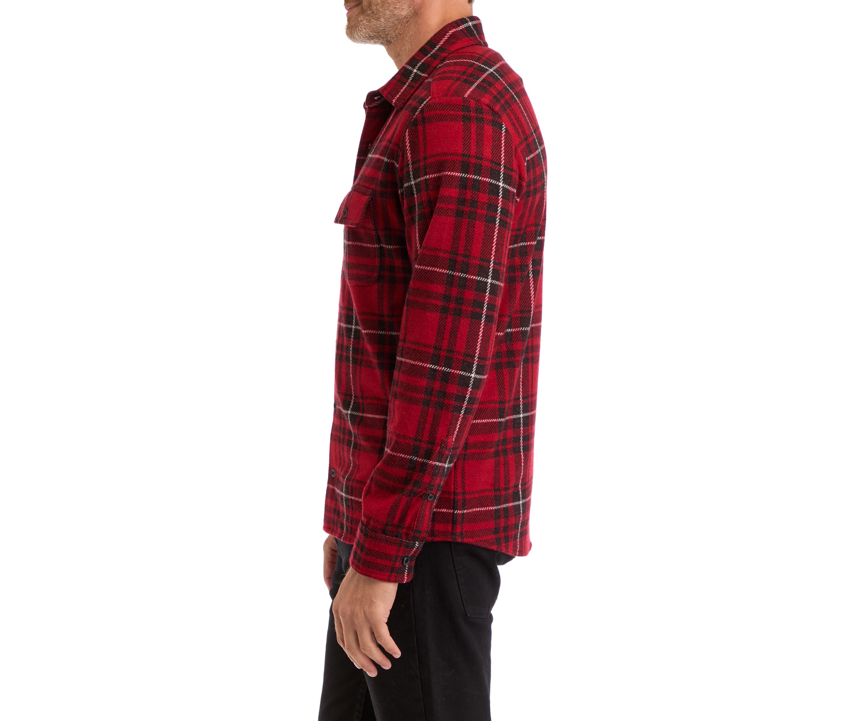 Mens Long Sleeve Plaid Stretch Flannel Shirt