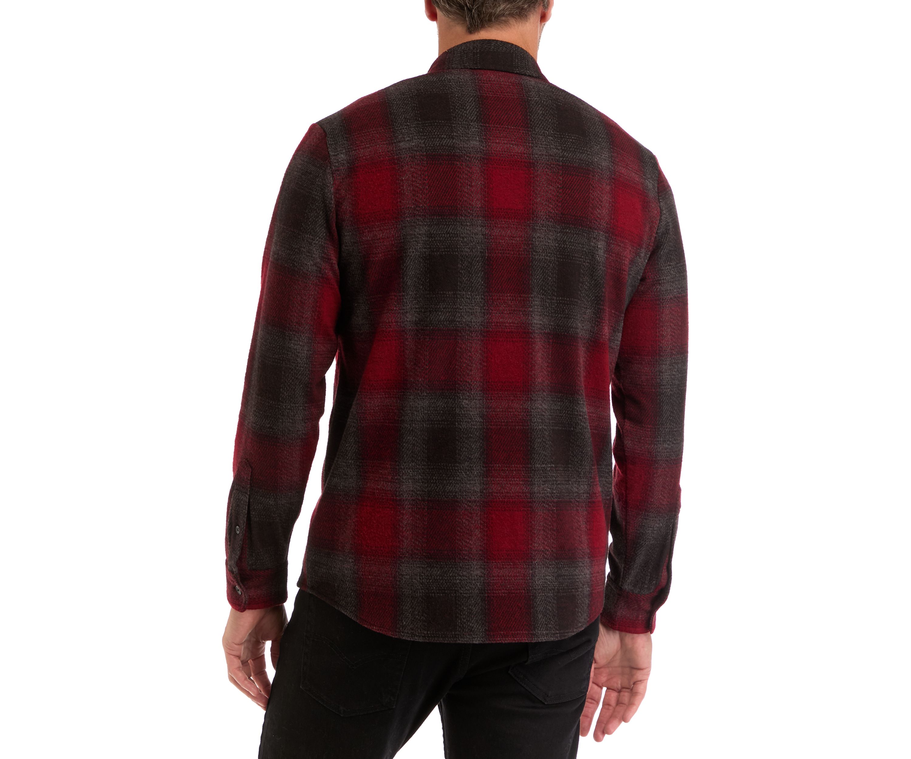 Mens Long Sleeve Plaid Stretch Flannel Shirt