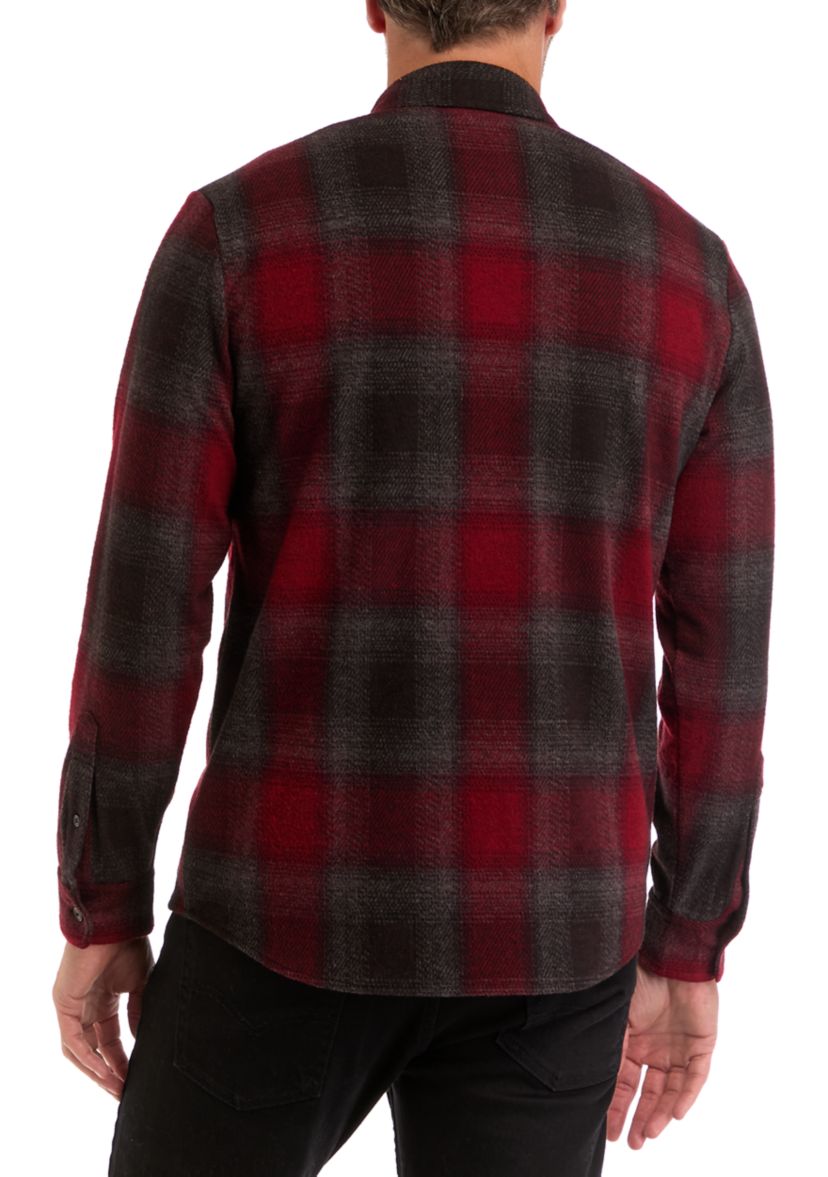 Mens Long Sleeve Plaid Stretch Flannel Shirt
