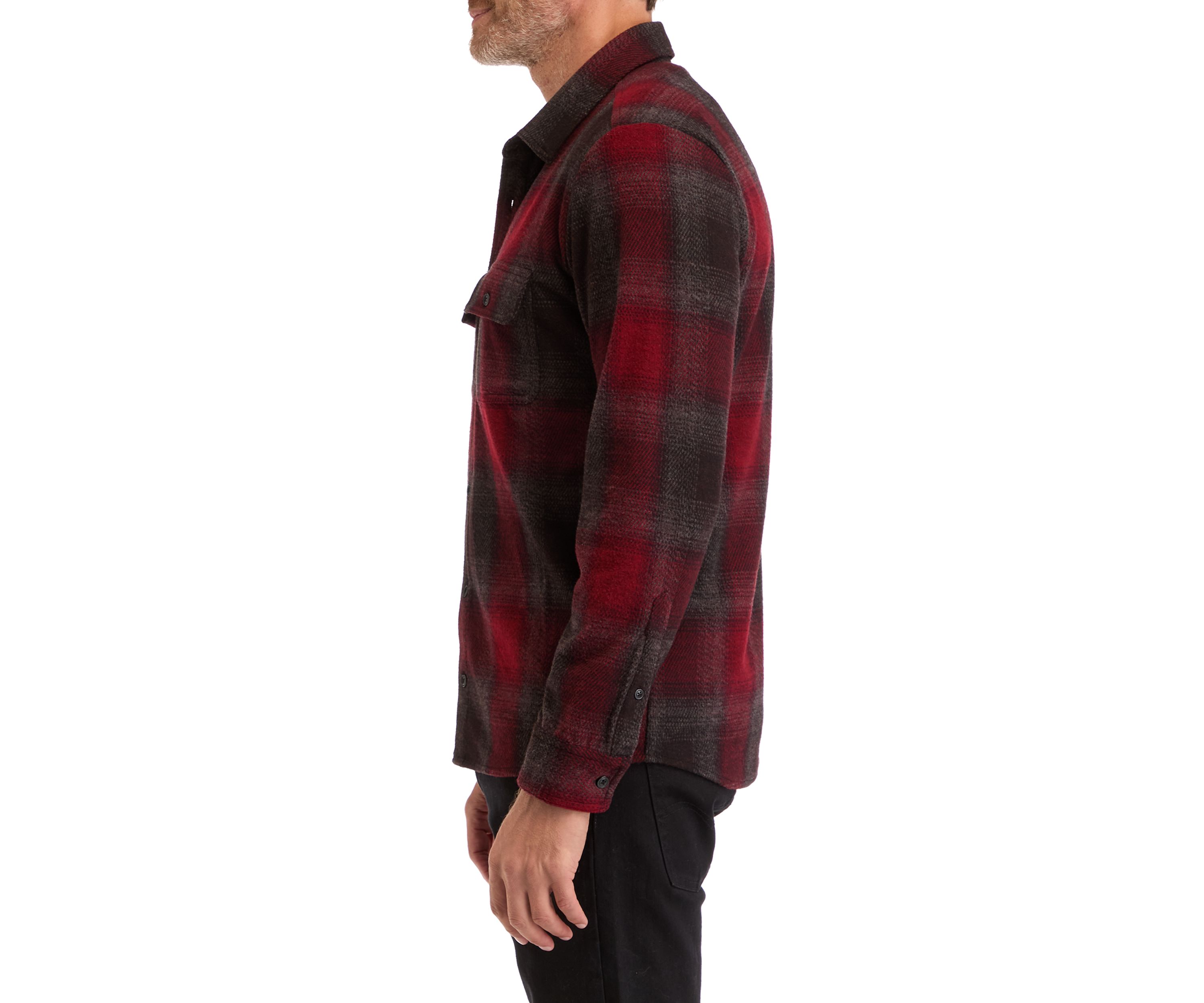 Mens Long Sleeve Plaid Stretch Flannel Shirt
