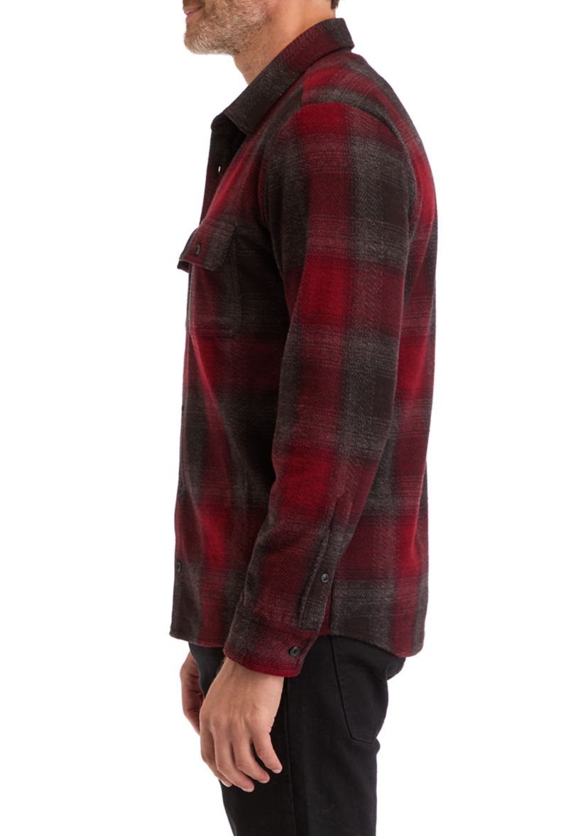 Mens Long Sleeve Plaid Stretch Flannel Shirt