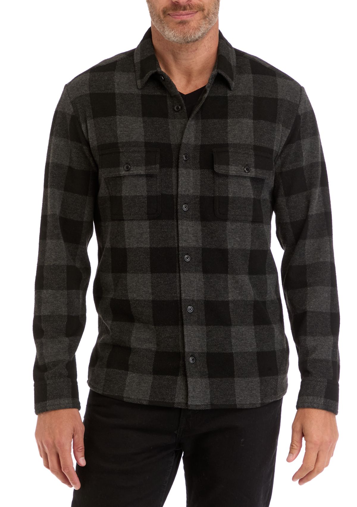 Mens Long Sleeve Plaid Stretch Flannel Shirt