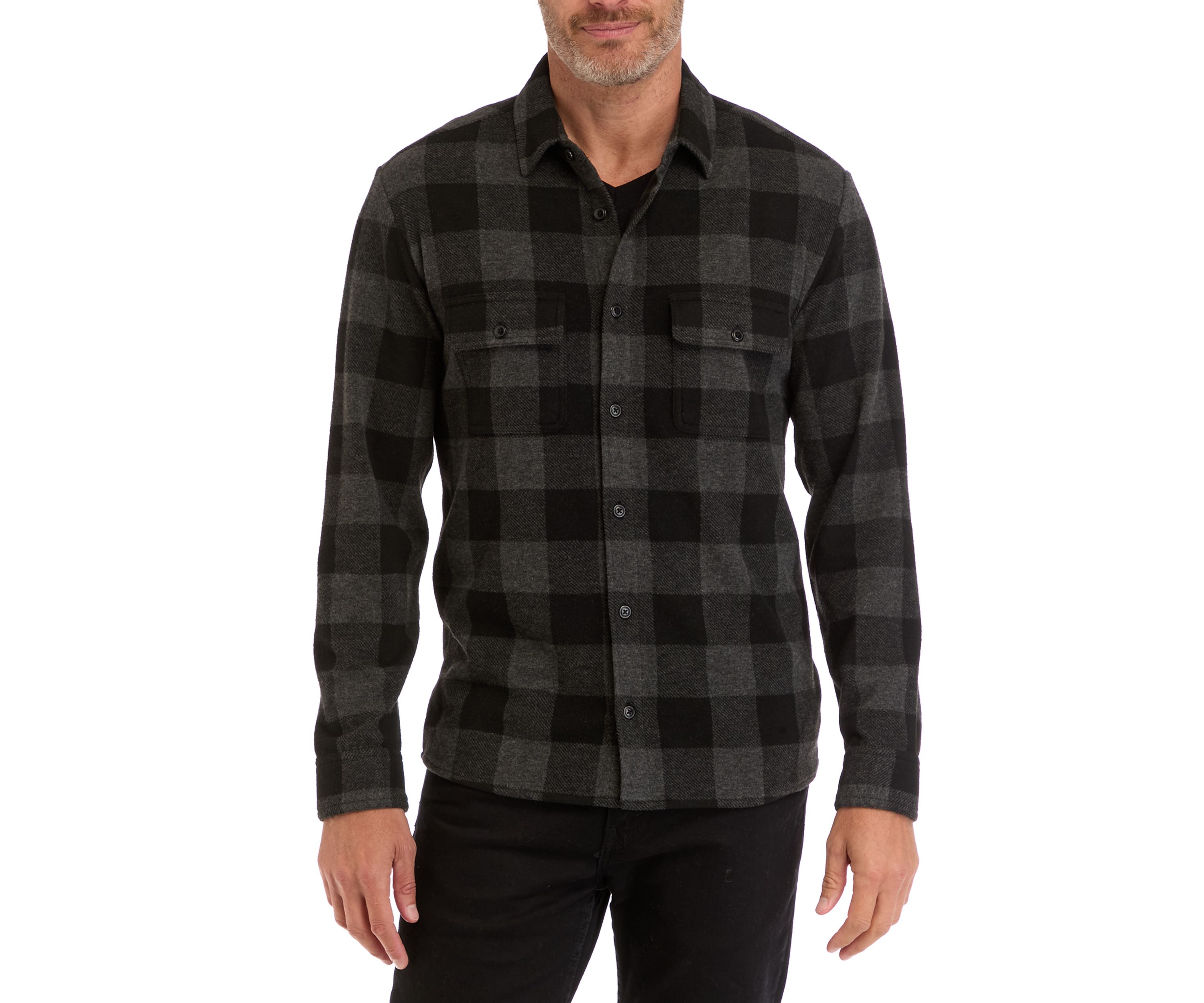 Mens Long Sleeve Plaid Stretch Flannel Shirt
