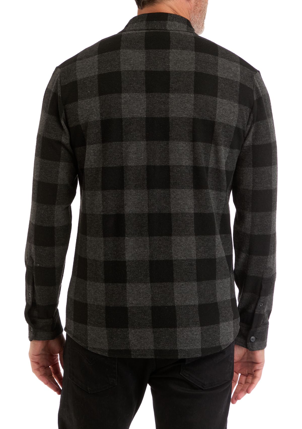 Mens Long Sleeve Plaid Stretch Flannel Shirt