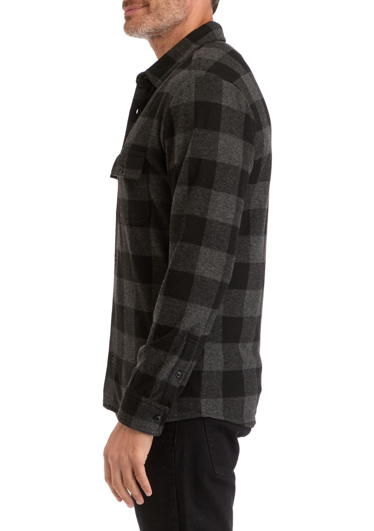 Mens Long Sleeve Plaid Stretch Flannel Shirt